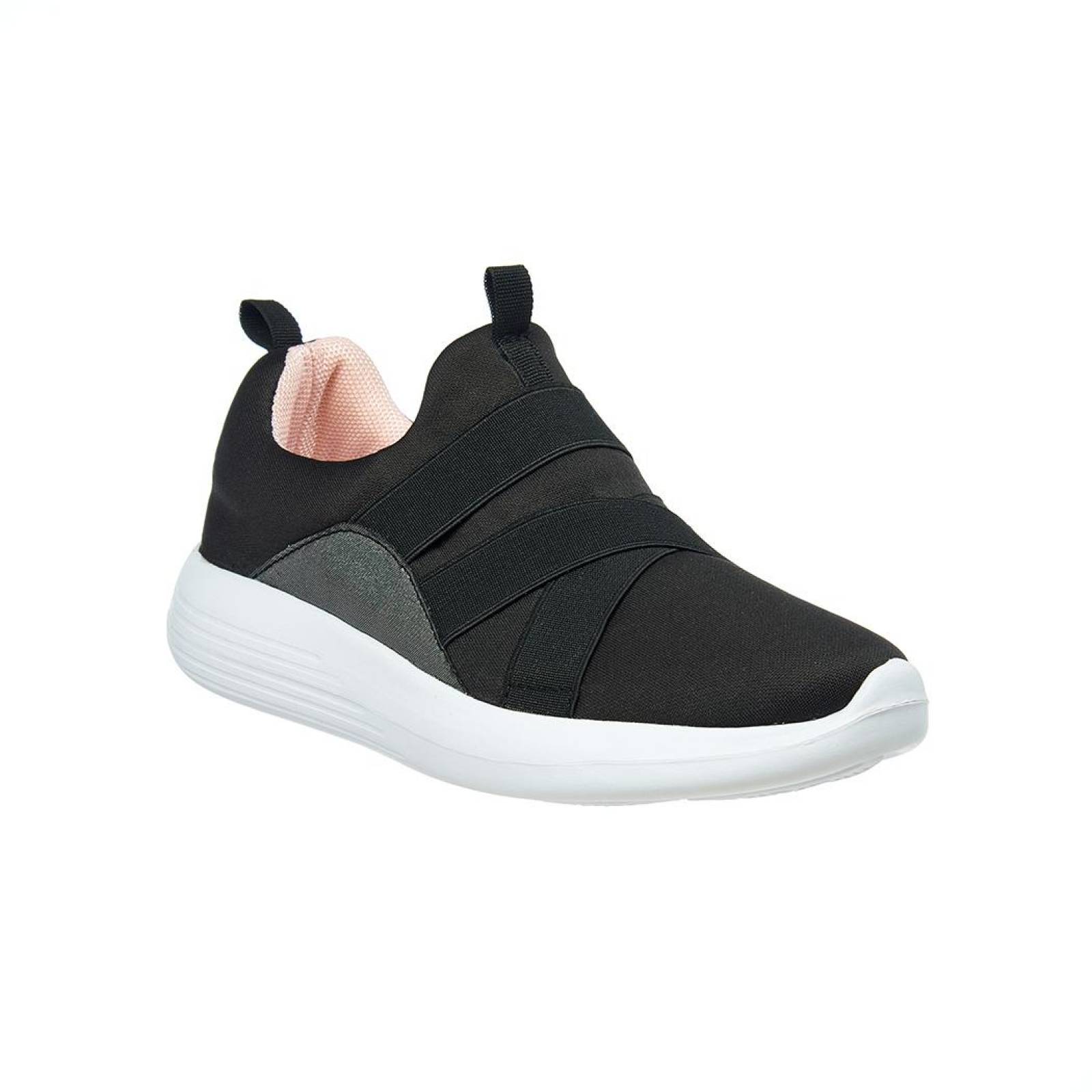 Tenis Mujer Casual Descanso Licra Ajustable Ligero Negro Confort 