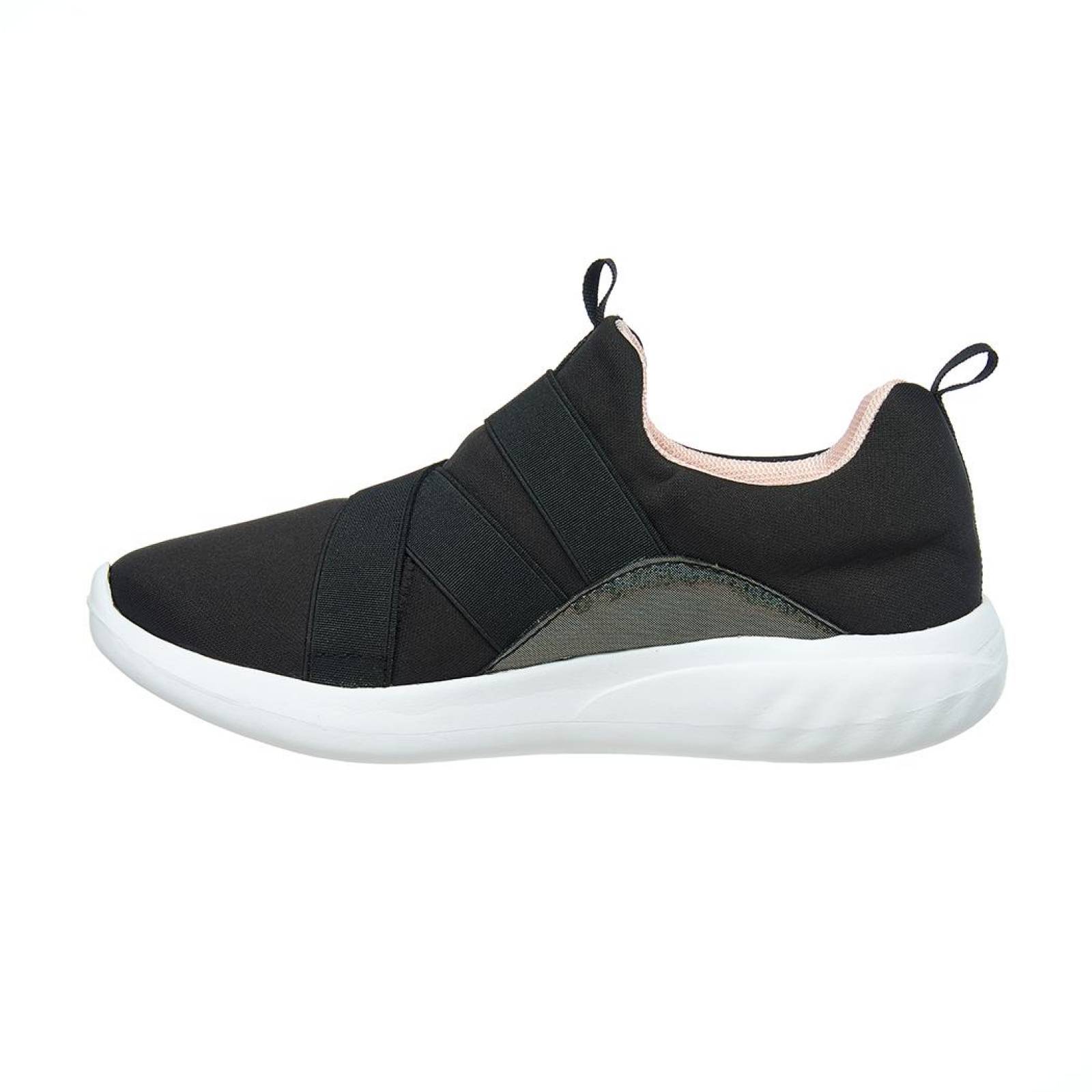 Tenis Mujer Casual Descanso Licra Ajustable Ligero Negro Confort 