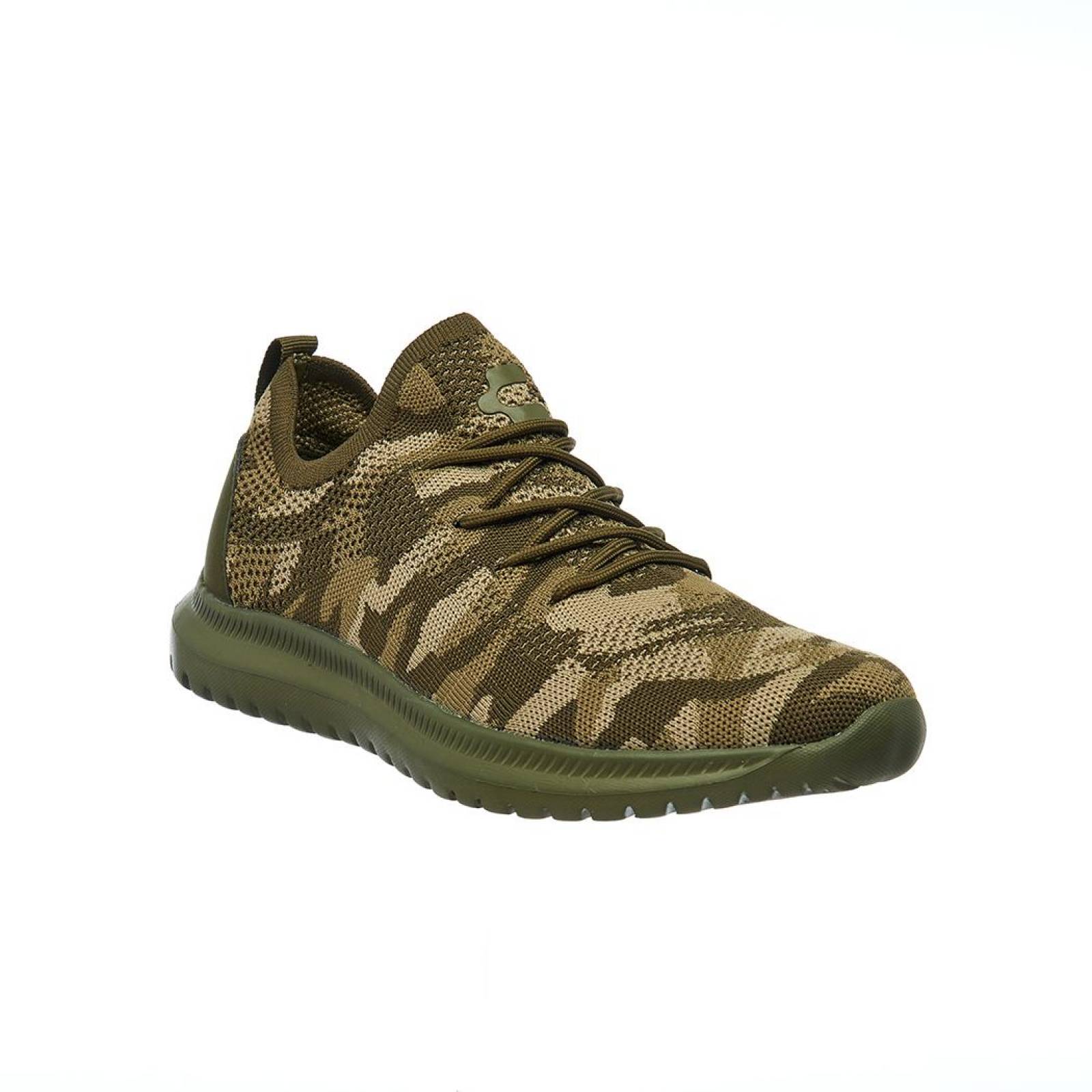 Tenis Charly Hombre Moda Sport Suave Textil Verde Camuflaje 