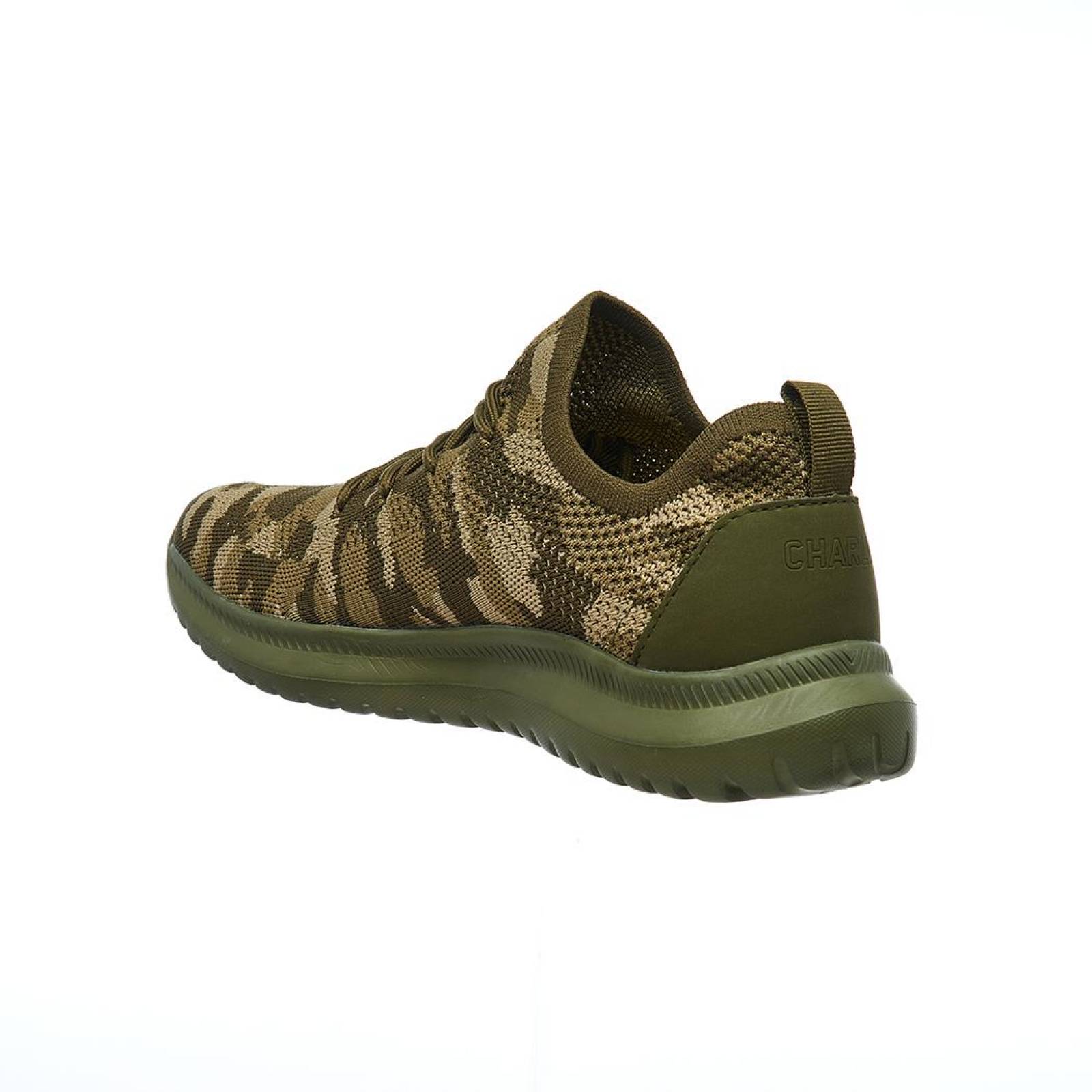 Tenis Charly Hombre Moda Sport Suave Textil Verde Camuflaje 