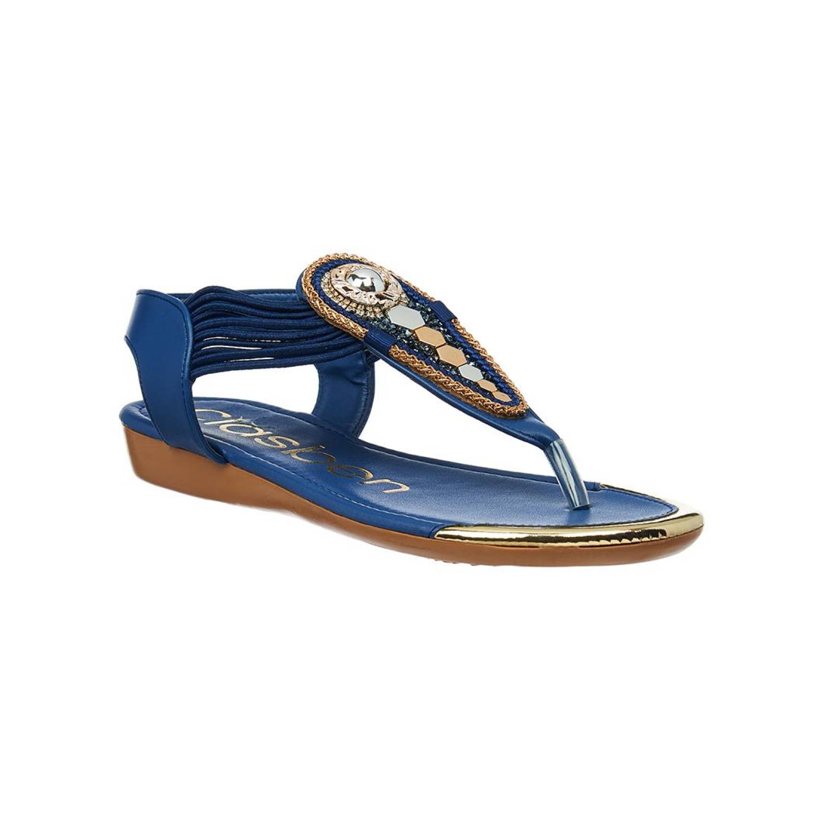 Sandalia Con Pedrería Para Mujer Casual Moda Verano Marino 