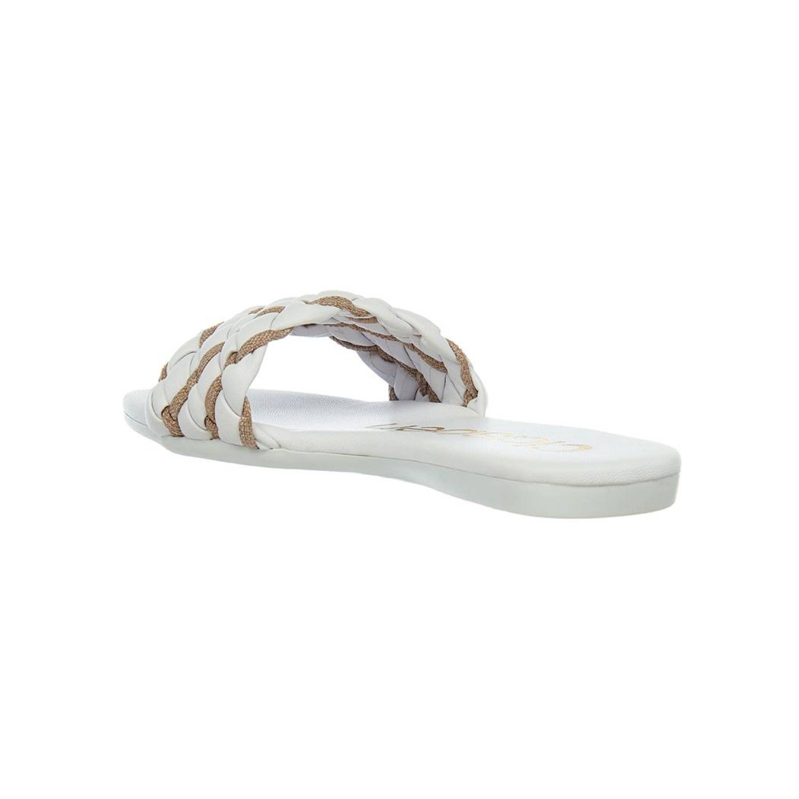Sandalias Blancas Tejidas Slide Moda Mujer Tipo Piel Cómodas 