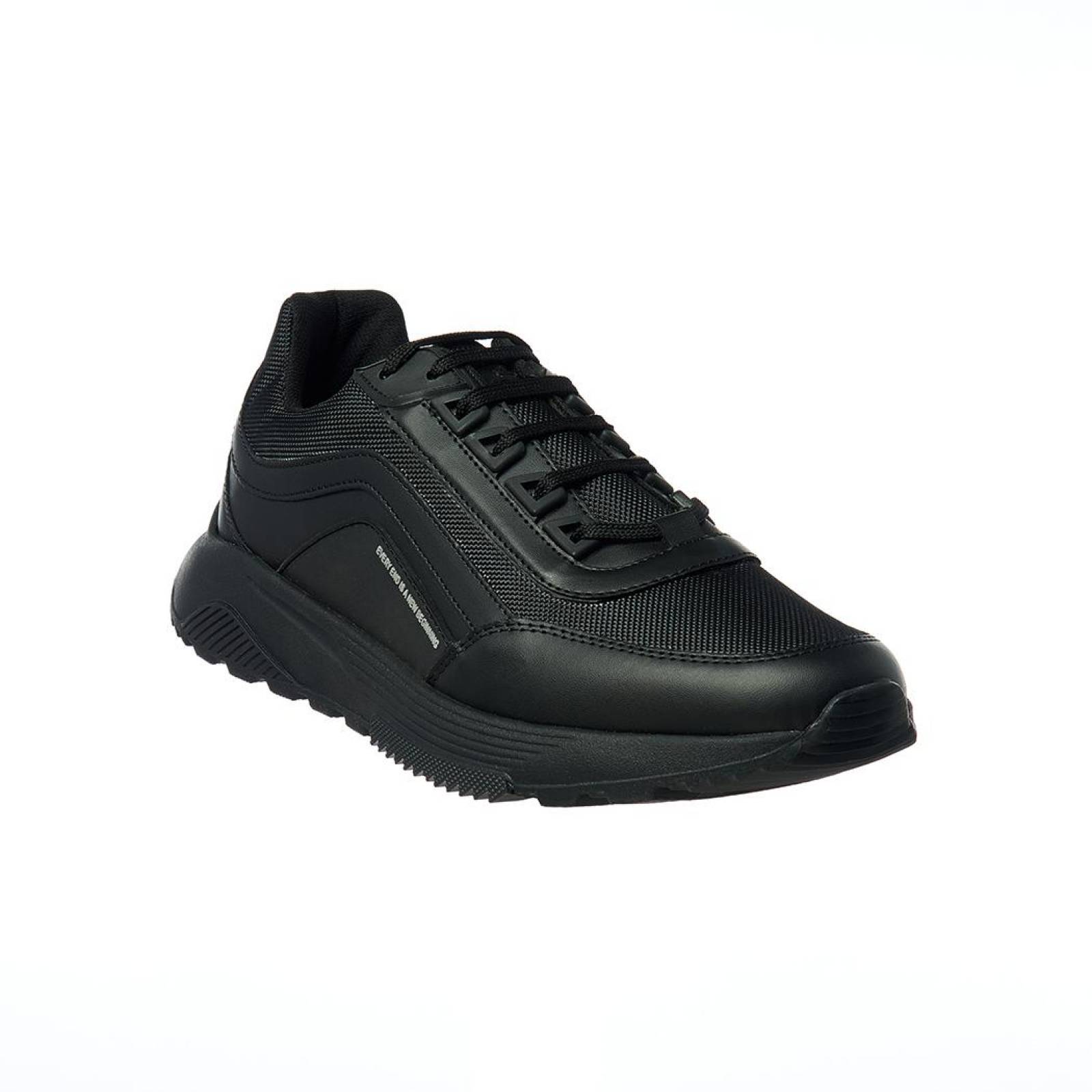 Tenis Para Hombre Negros Casuales Sport Tipo Piel Negro 