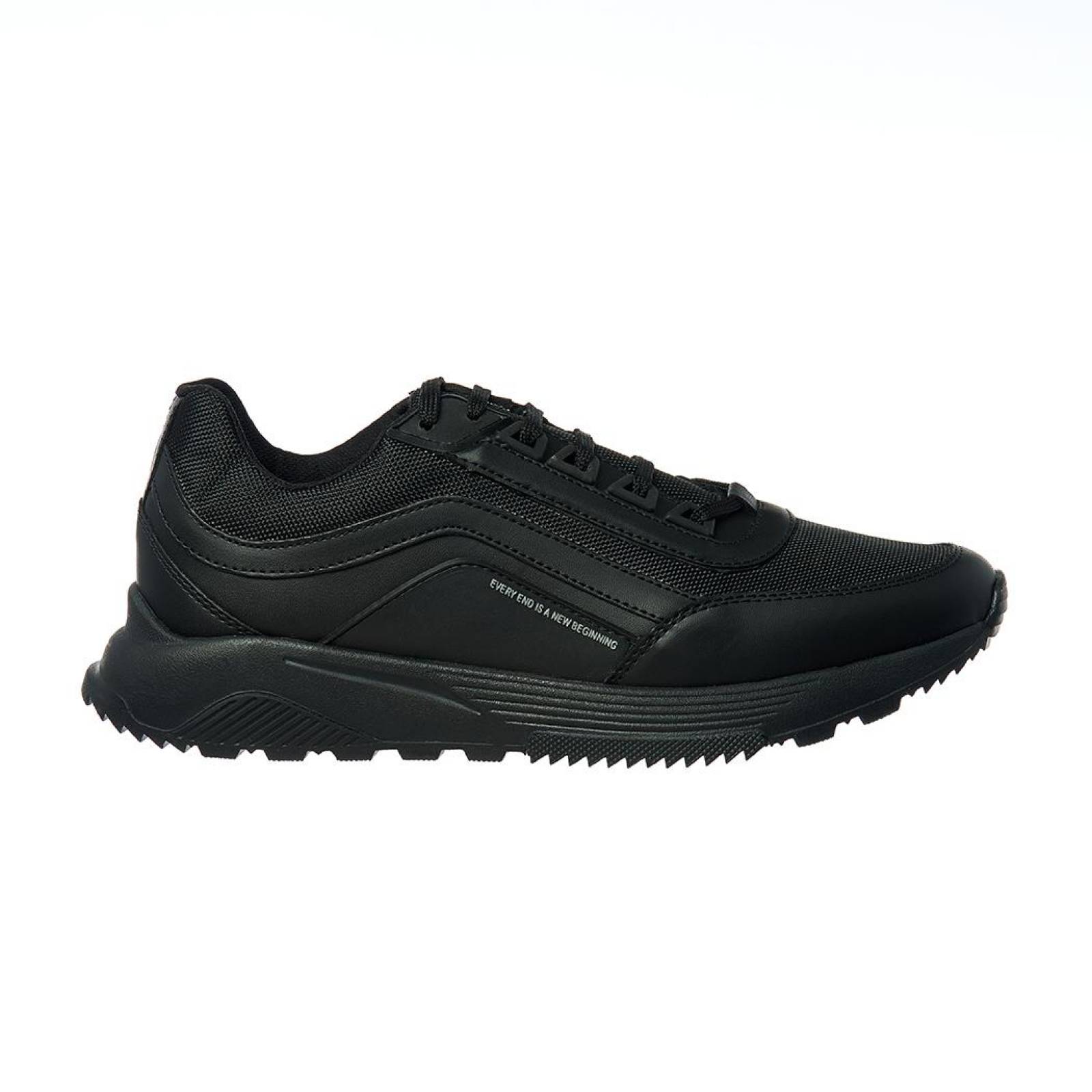 Tenis Para Hombre Negros Casuales Sport Tipo Piel Negro 
