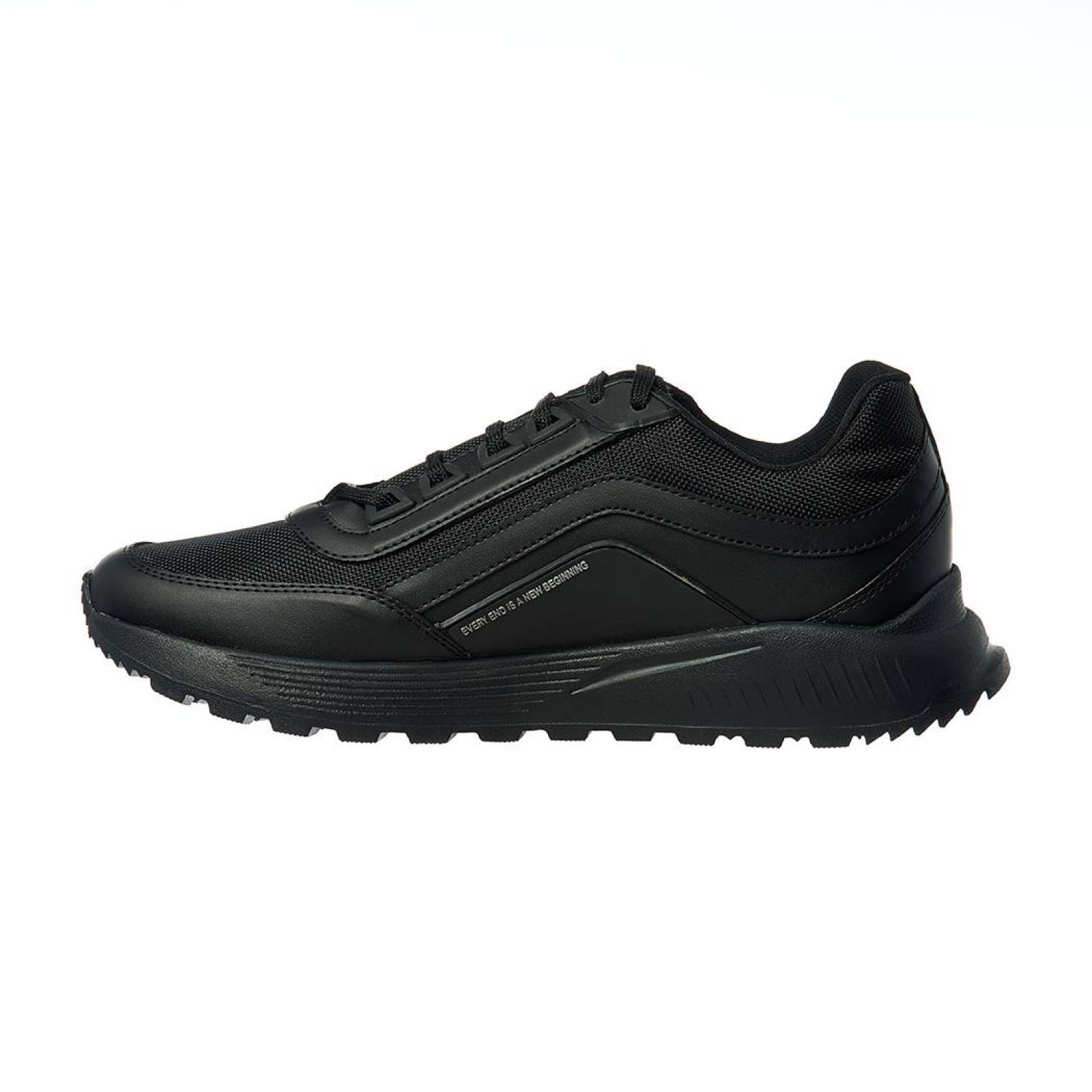 Tenis Para Hombre Negros Casuales Sport Tipo Piel Negro 
