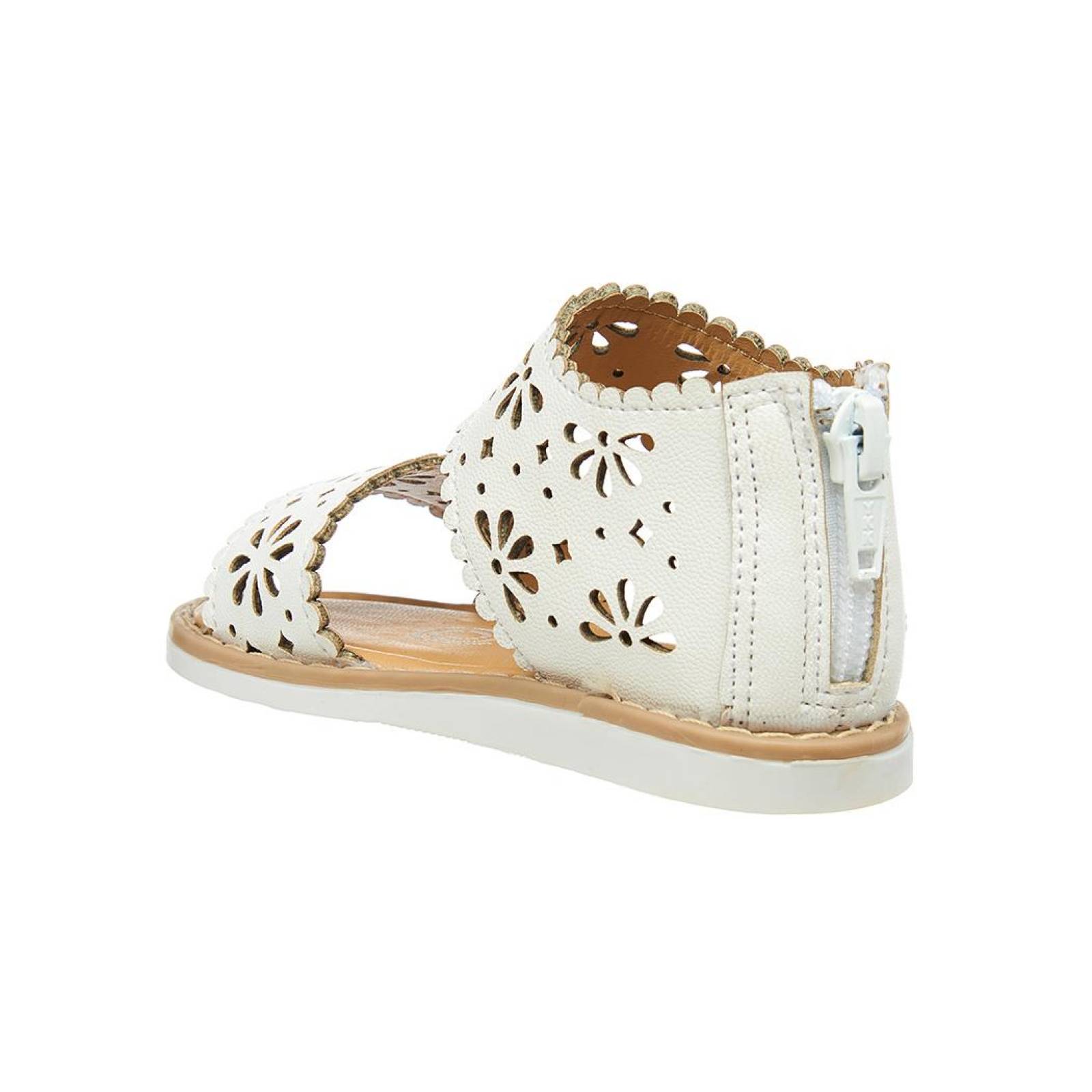 Sandalias Para Niñas Con Flores Tipo Piel Blanco Casuales 