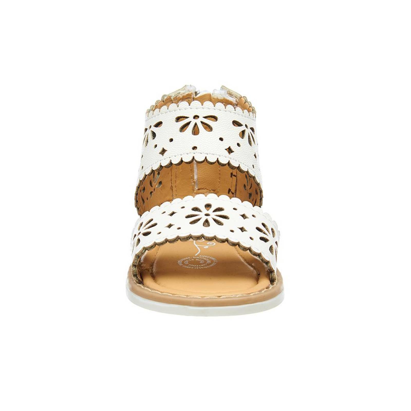 Sandalias Para Niñas Con Flores Tipo Piel Blanco Casuales 
