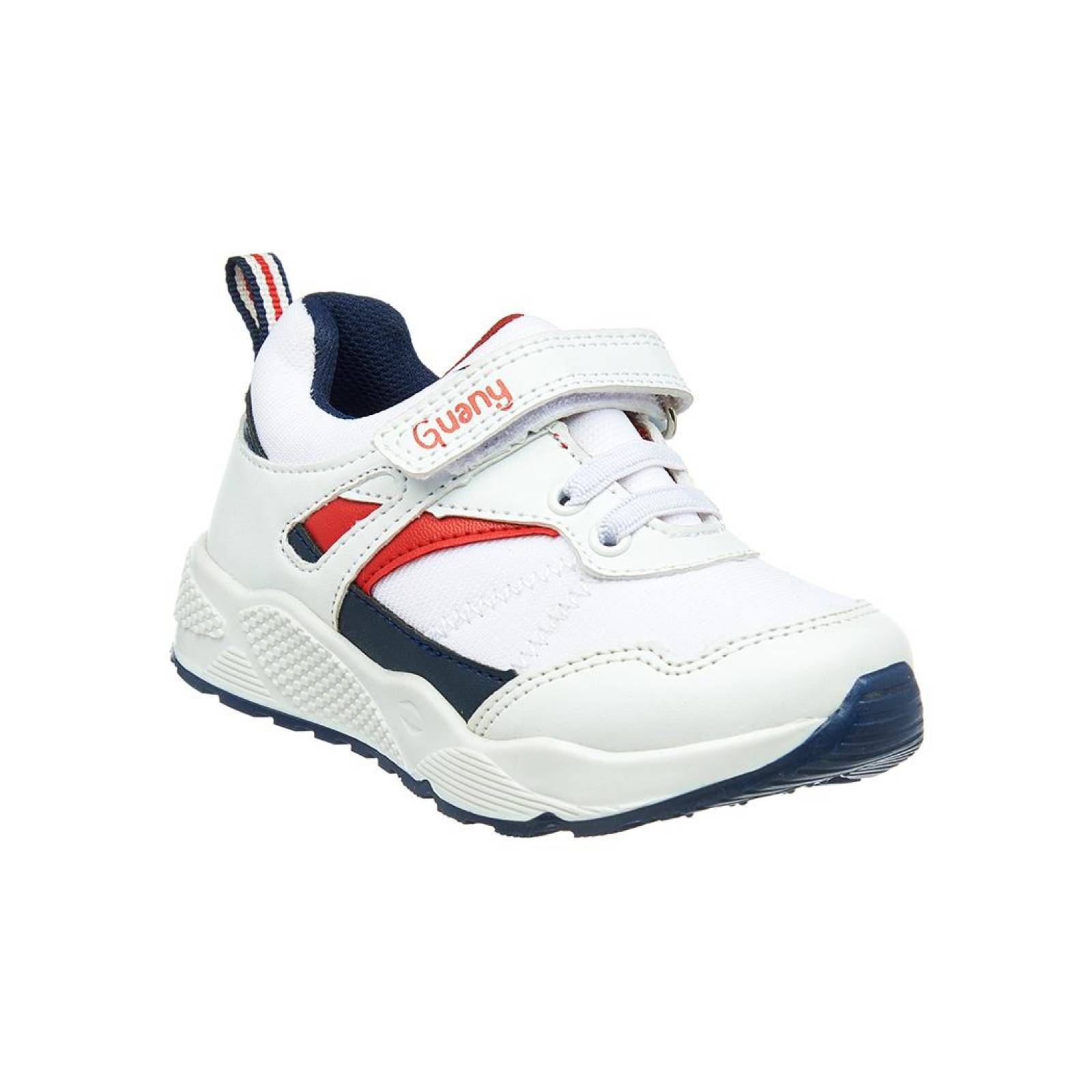 Tenis Niño Infantil Kids Cómodo Moda Casual Tipo Piel Blanco 