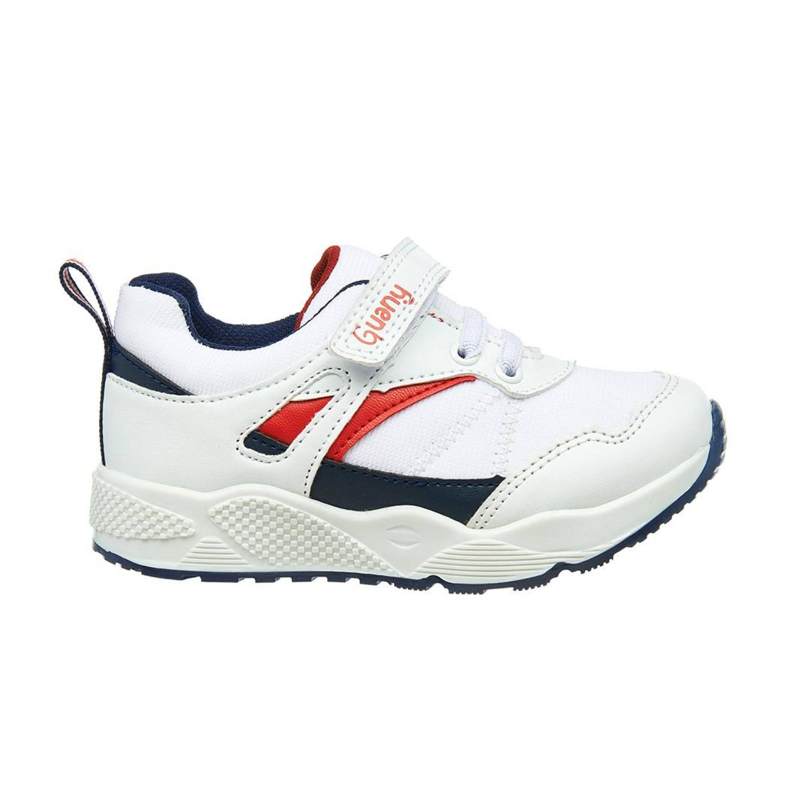 Tenis Niño Infantil Kids Cómodo Moda Casual Tipo Piel Blanco 