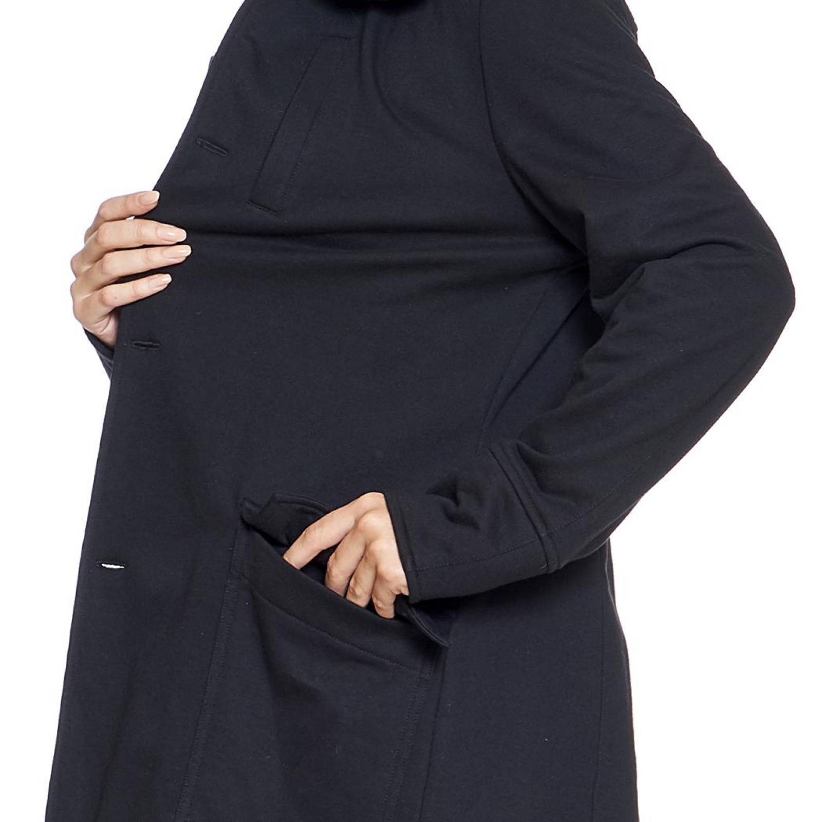 Abrigo En Felpa Estilo Militar Unisex Color Negro Básico Casual Cómodo 360077 