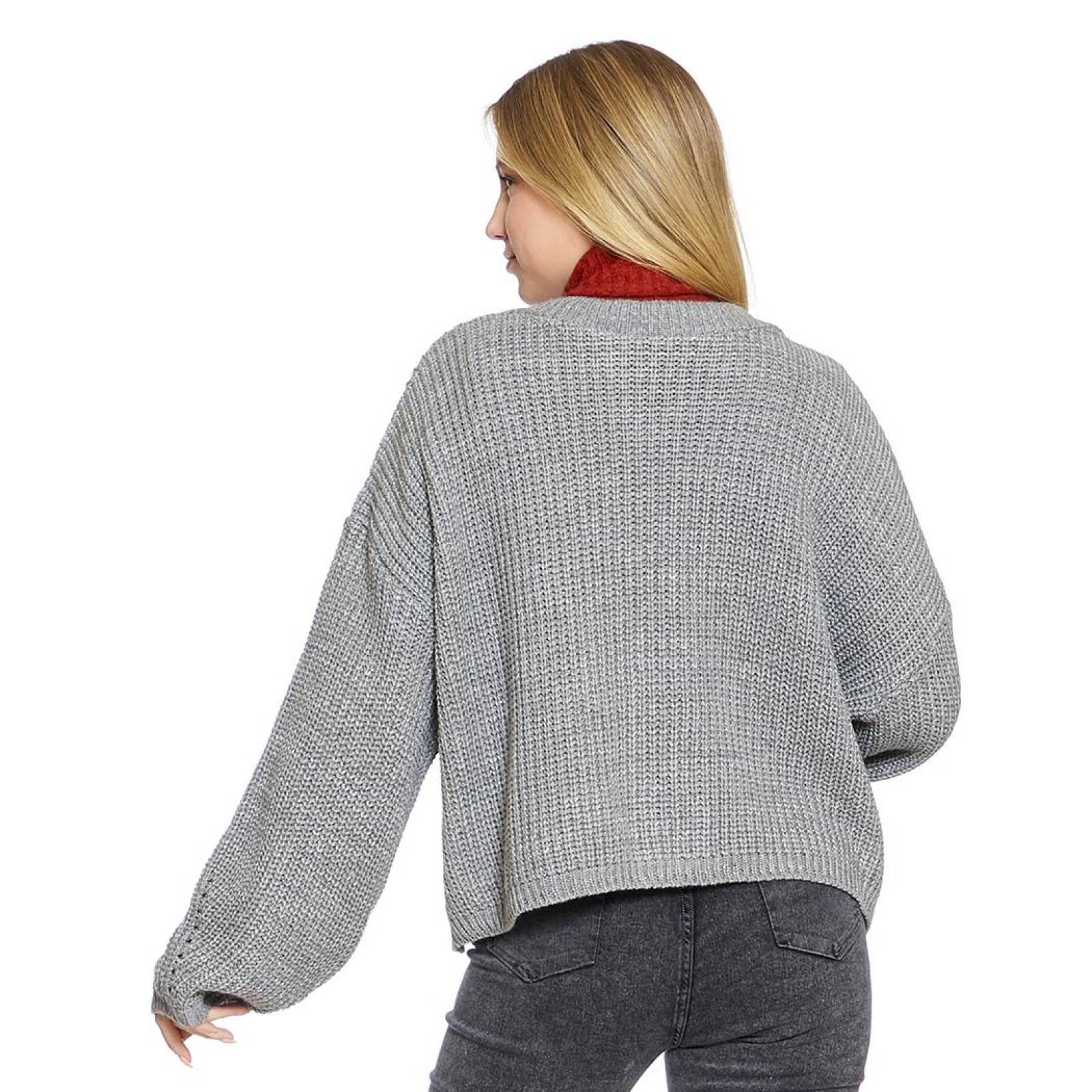 Sweater Para Mujer Gris Jaspe Corte Holgado Abierto Casual Comodo 330695 