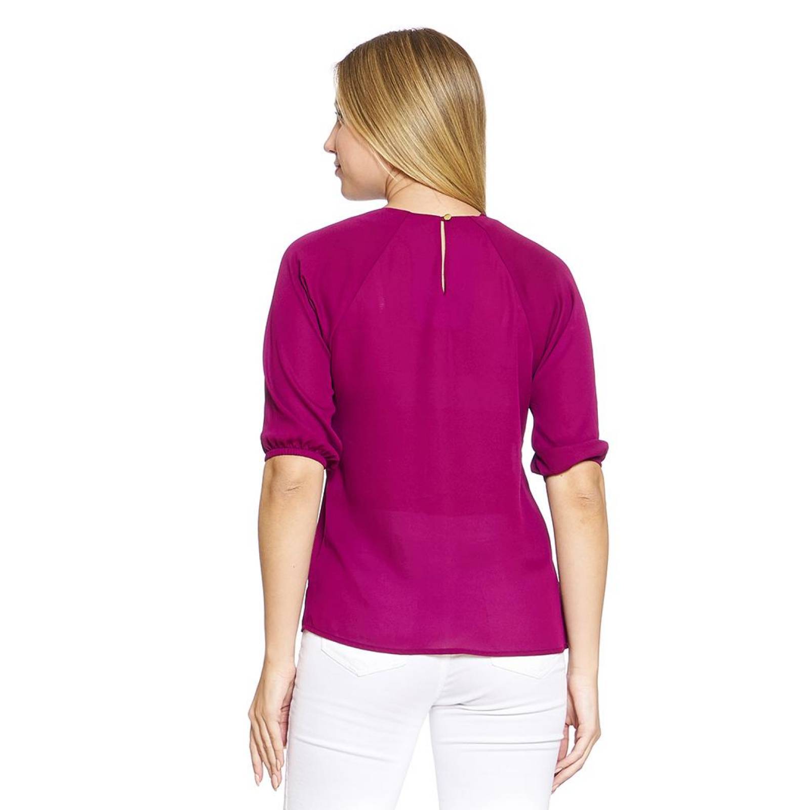 Blusa Para Mujer Manga Dolman 3/4 Holgada Color Frambuesa 330732 
