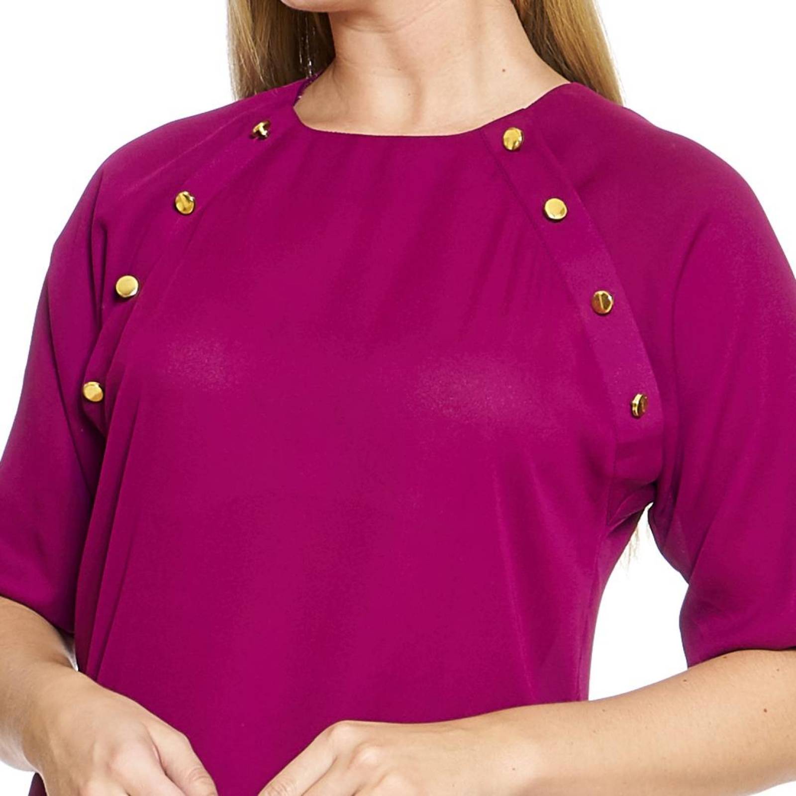Blusa Para Mujer Manga Dolman 3/4 Holgada Color Frambuesa 330732 