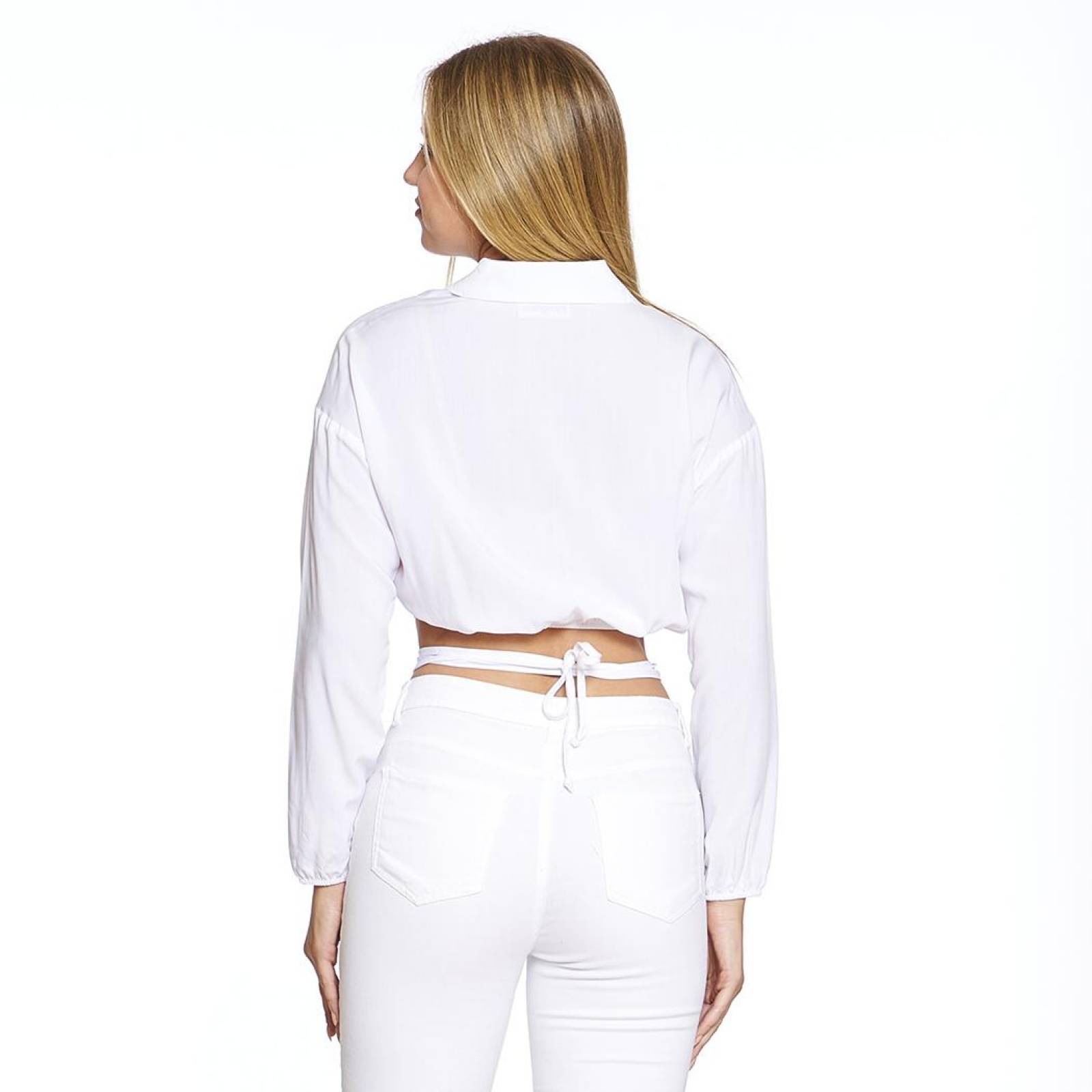 Blusa Manga Larga Cuello Jareta En Cintura Mujer Juvenil 330719 