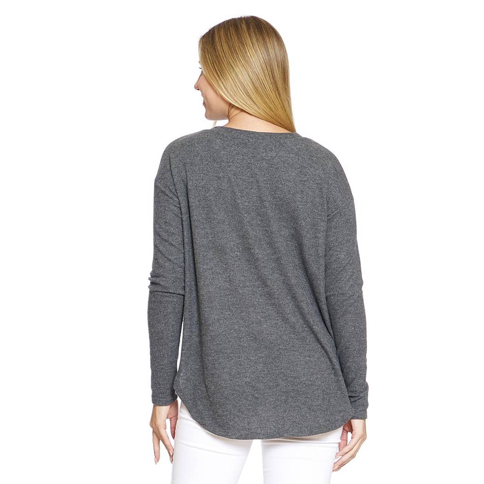 Blusa Para Mujer Manga Larga Cola De Pato Color Gris Básica 330704