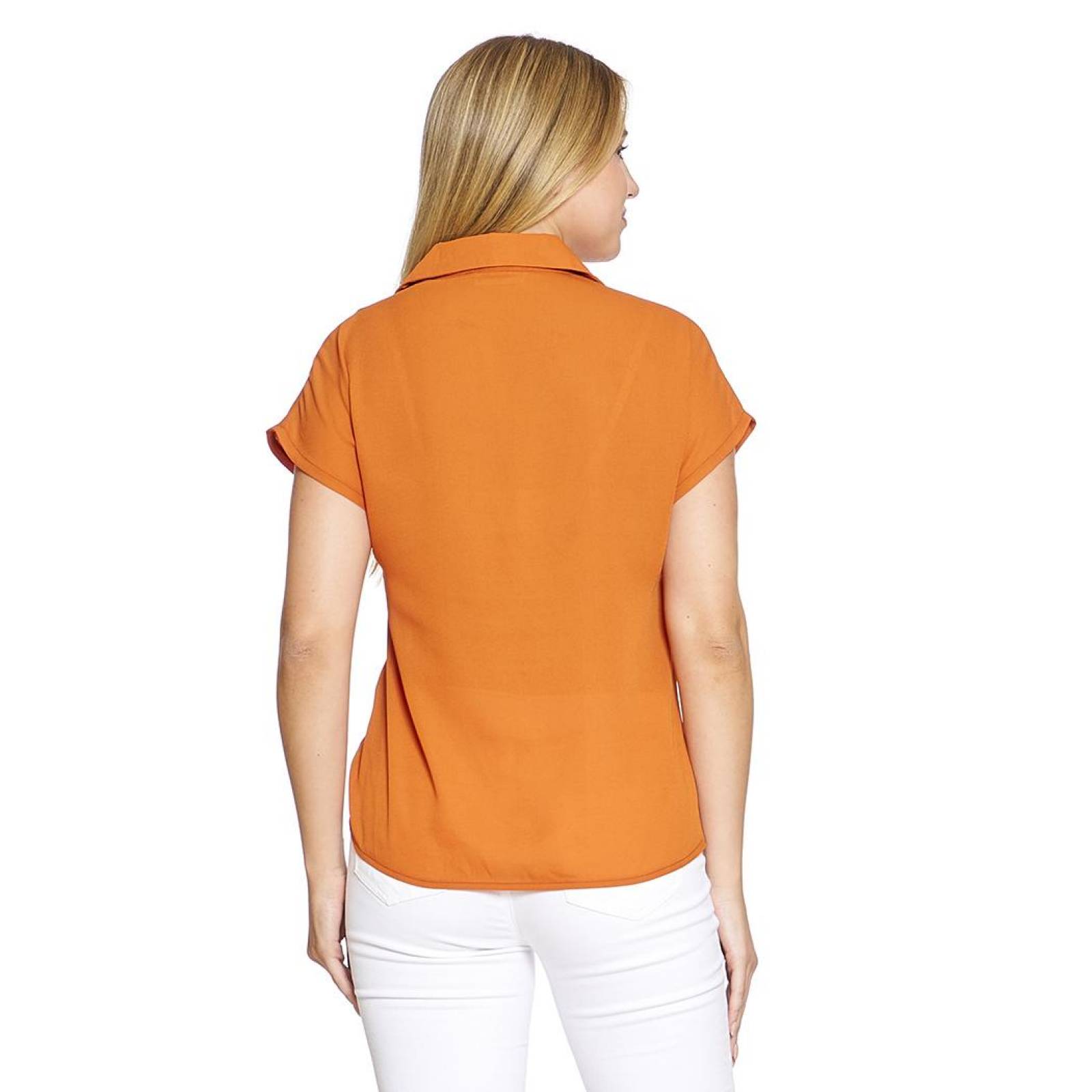 Blusa Para Mujer Con Nudo Al Frente Manga Corta Holgada Shedron Claro Casual 550401 