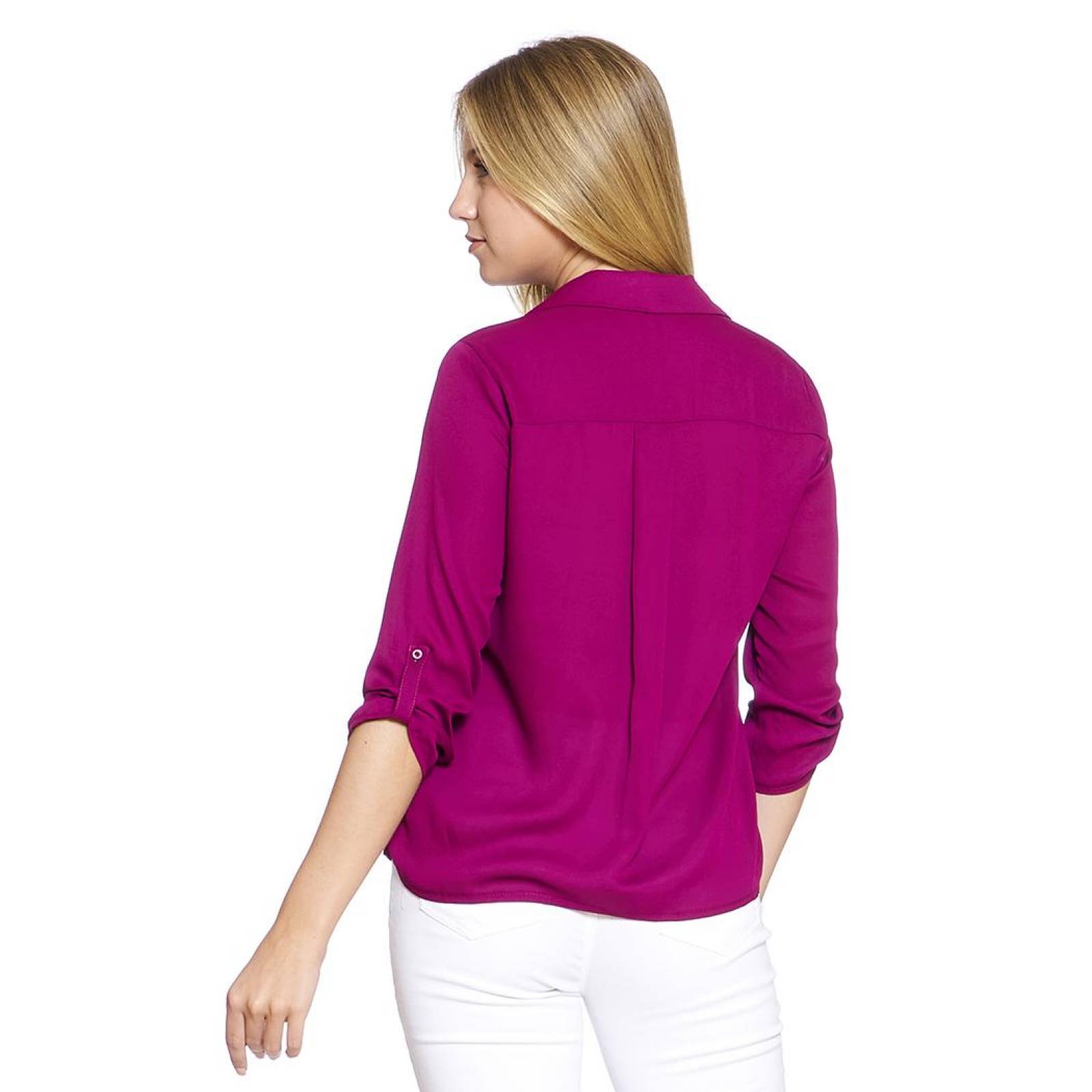 Blusa Para Mujer Con Cuello V Manga 3/4 Color Uva Moda Casual 550394 