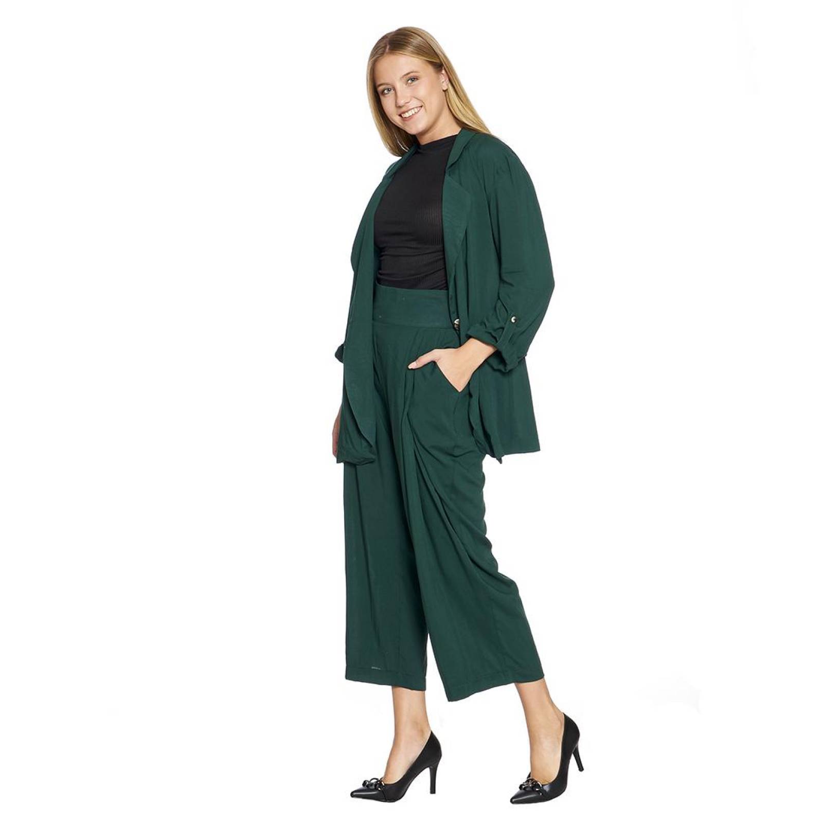 Saco Oversize Para Mujer Manga Ajustable Moda Casual Formal Color Verde 550389