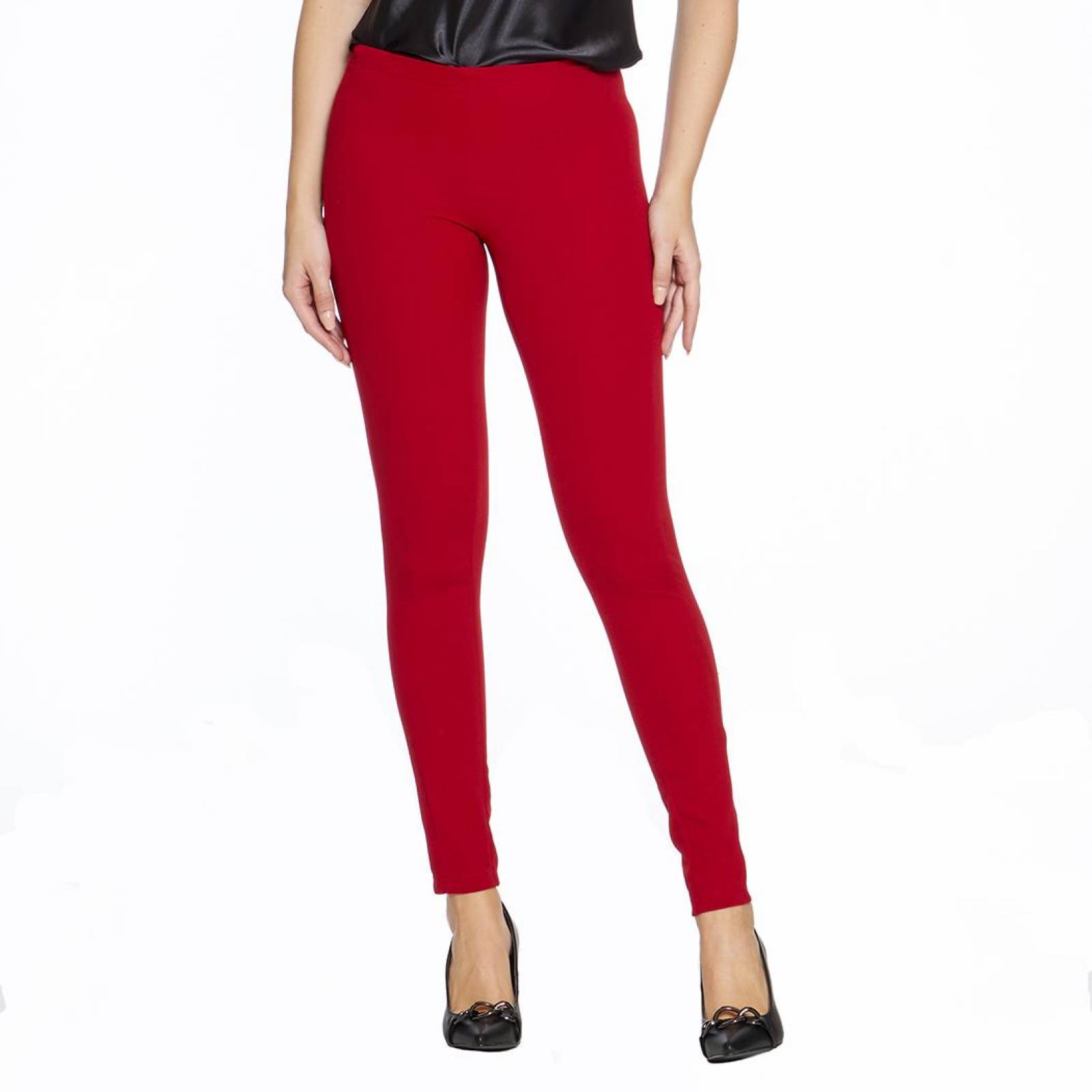 Leggins Mujer Moda Casual Rojo Liso Tiro Alto Sin Costura Ajustado Básico Cómodo Con Cortes Laterale