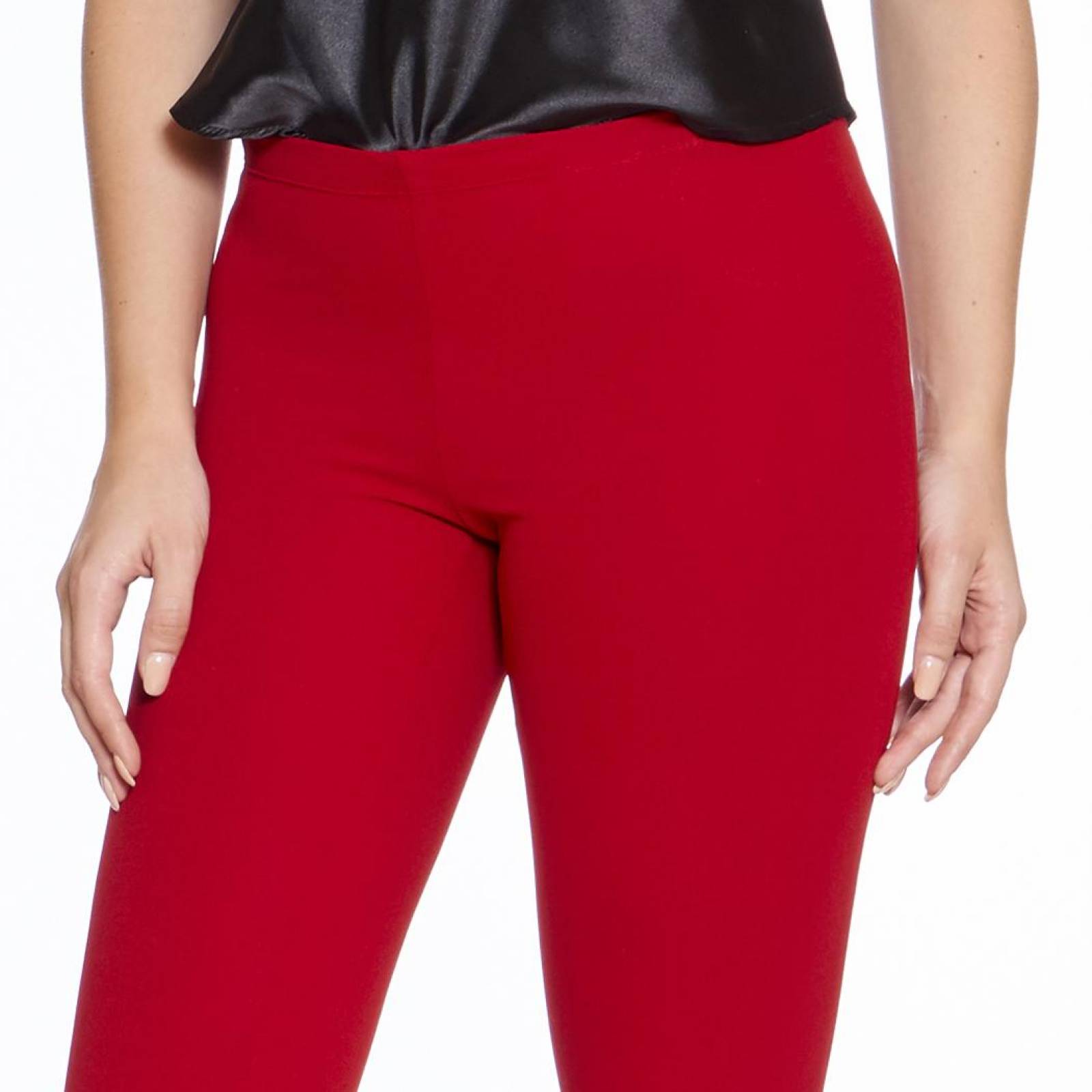 Leggins Mujer Moda Casual Rojo Liso Tiro Alto Sin Costura Ajustado Básico Cómodo Con Cortes Laterale
