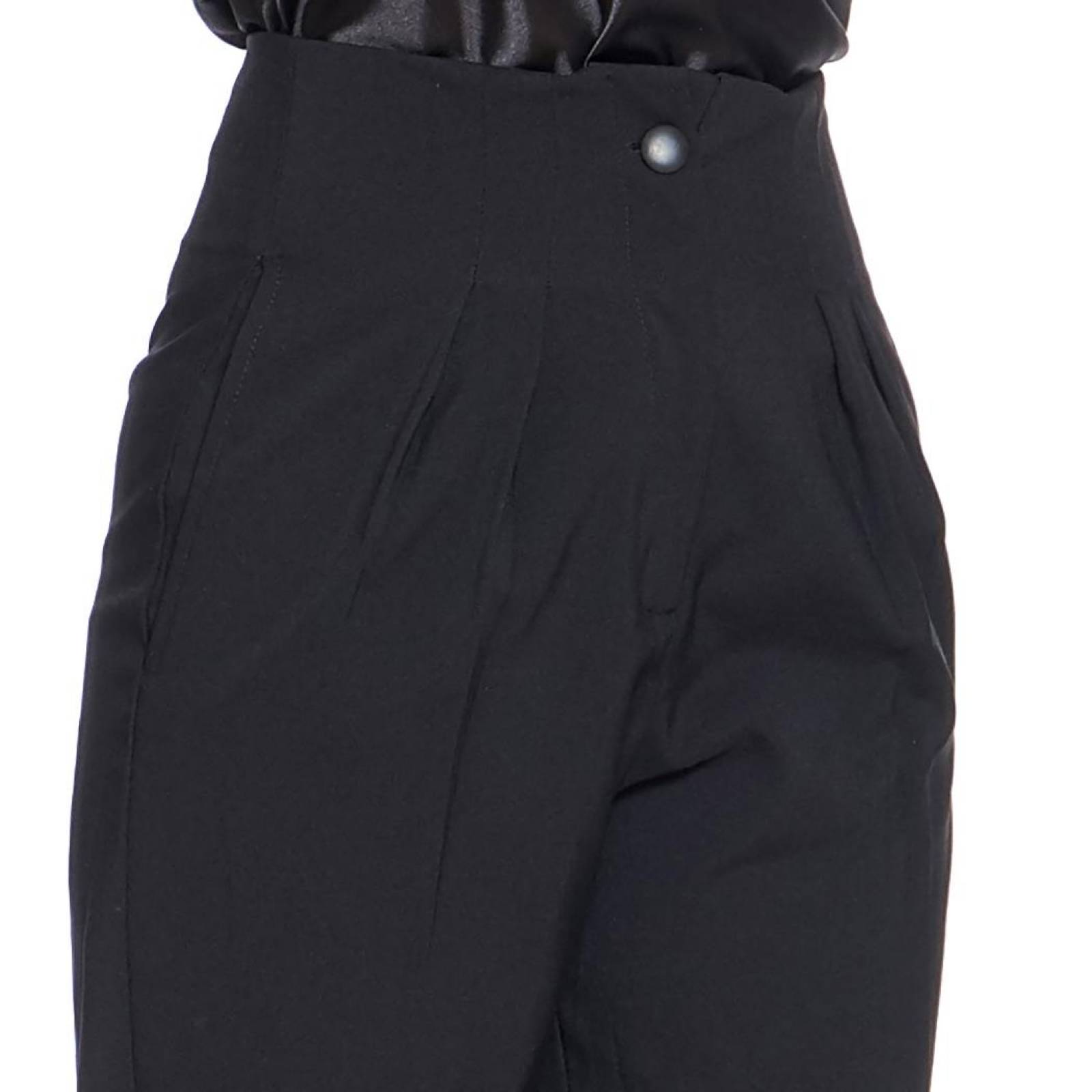 Pantalón Mujer 3/4 Pinzas Moda Casual Formal Cintura Alta Negro Cómodo Básico Corte Recto 330741 