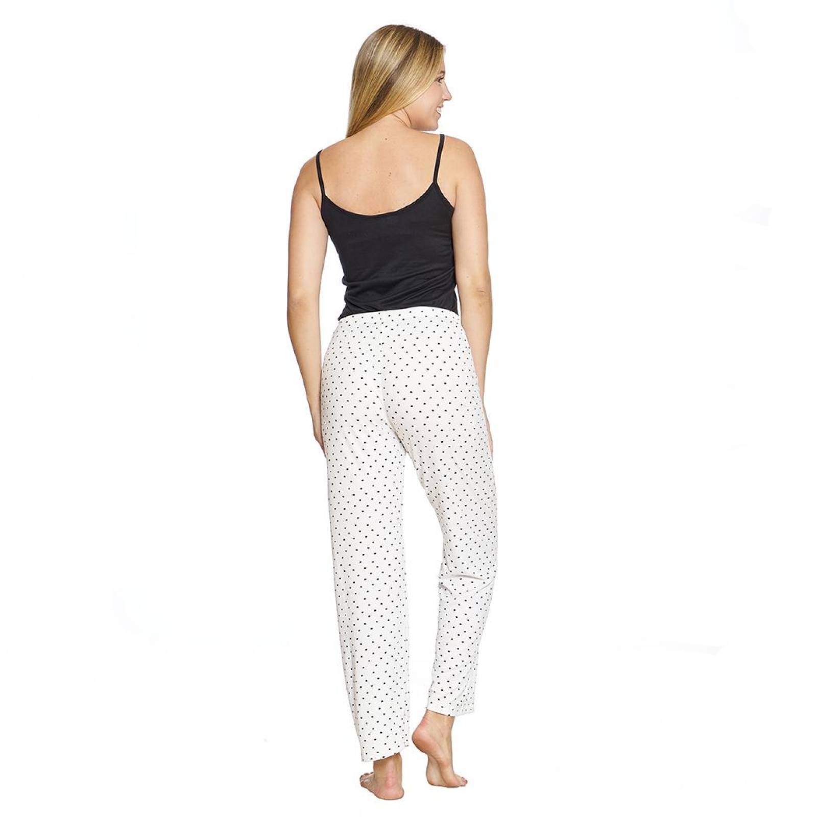 Conjunto Pantalón Pijama largo y Blusa Tirantes Suave Negro Blanco Mujer Cómoda Casual Para Dormir 6 