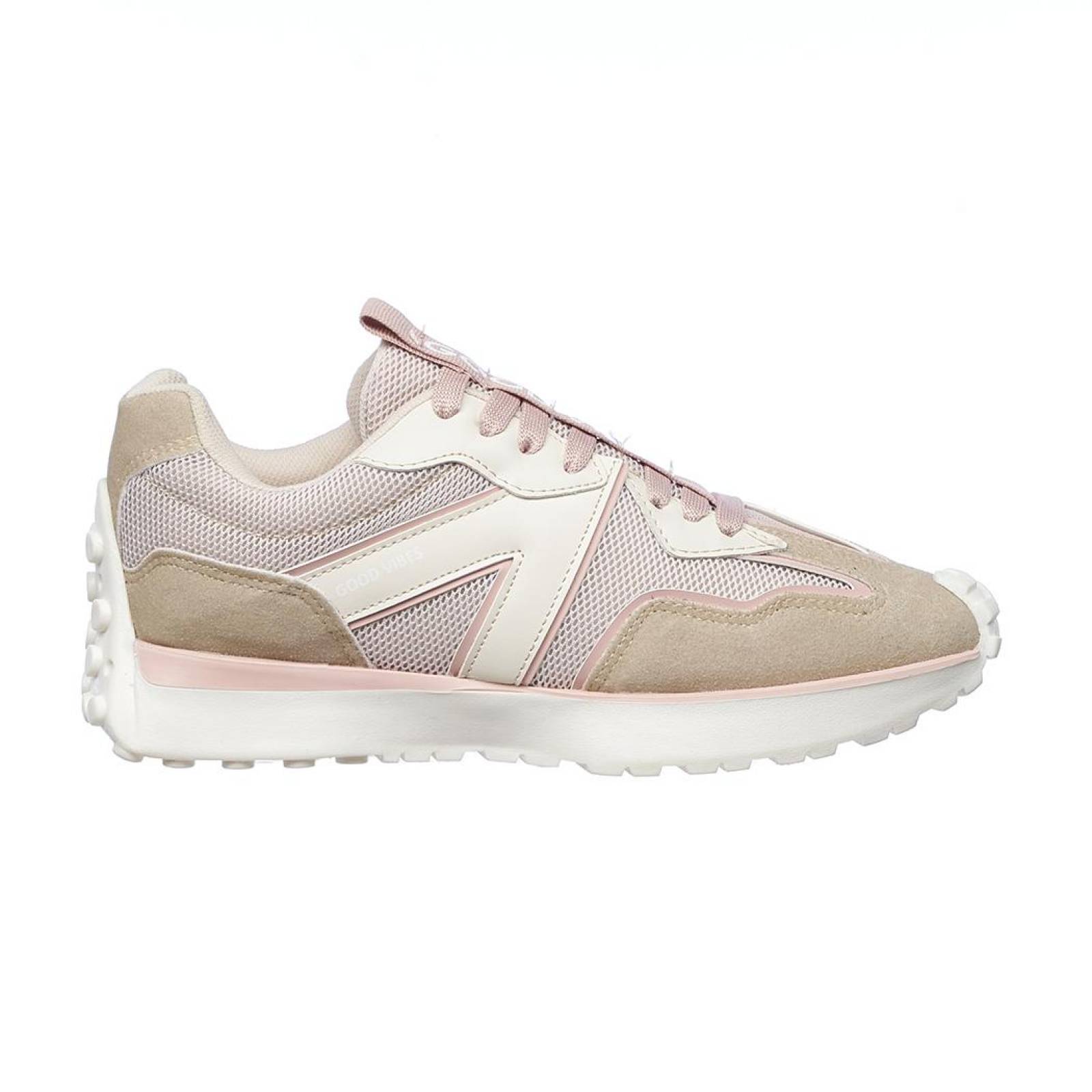 Tenis Sneaker Mujer Moda Urbana Casual Tipo Gamuza Beige Suave Cómodo 052D2S