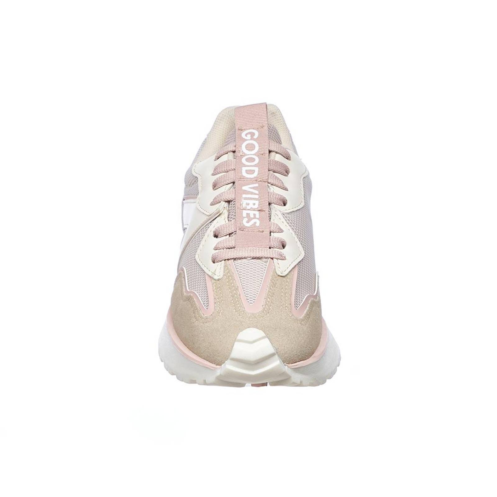 Tenis Sneaker Mujer Moda Urbana Casual Tipo Gamuza Beige Suave Cómodo 052D2S