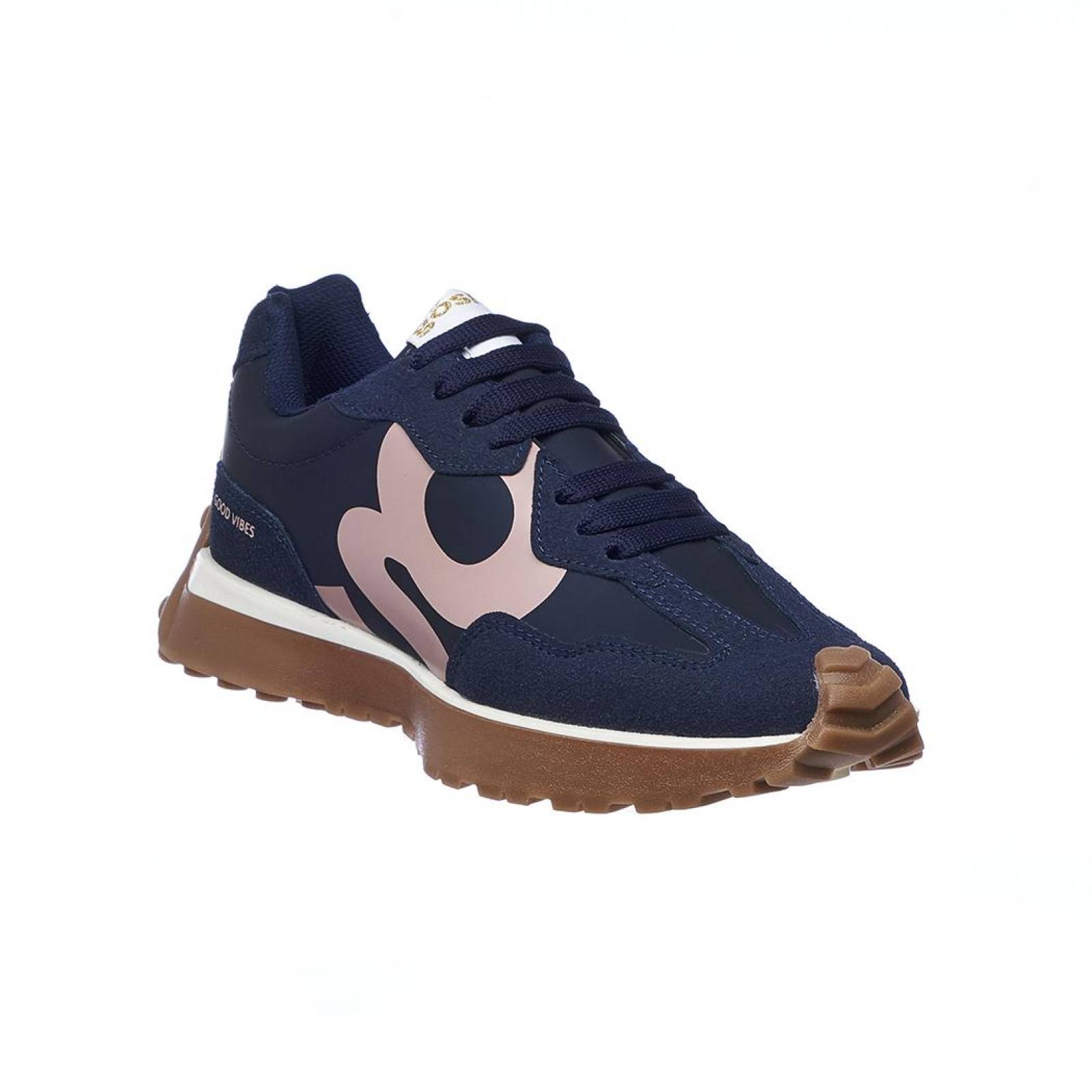 Tenis Sneaker Mujer Moda Casual Urbana Tipo Gamuza Azul Marino Suave Cómodo 052D2T 
