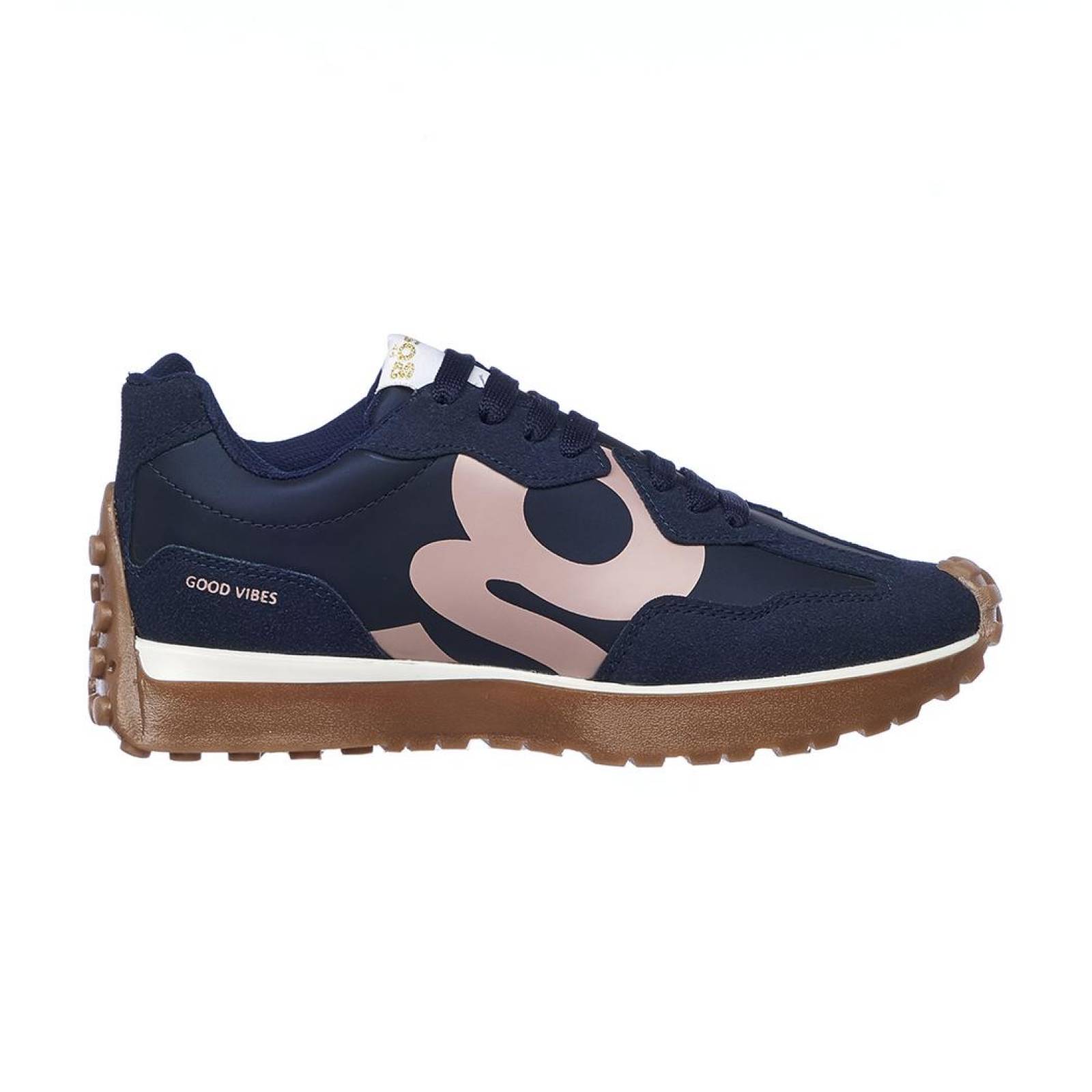 Tenis Sneaker Mujer Moda Casual Urbana Tipo Gamuza Azul Marino Suave Cómodo 052D2T 
