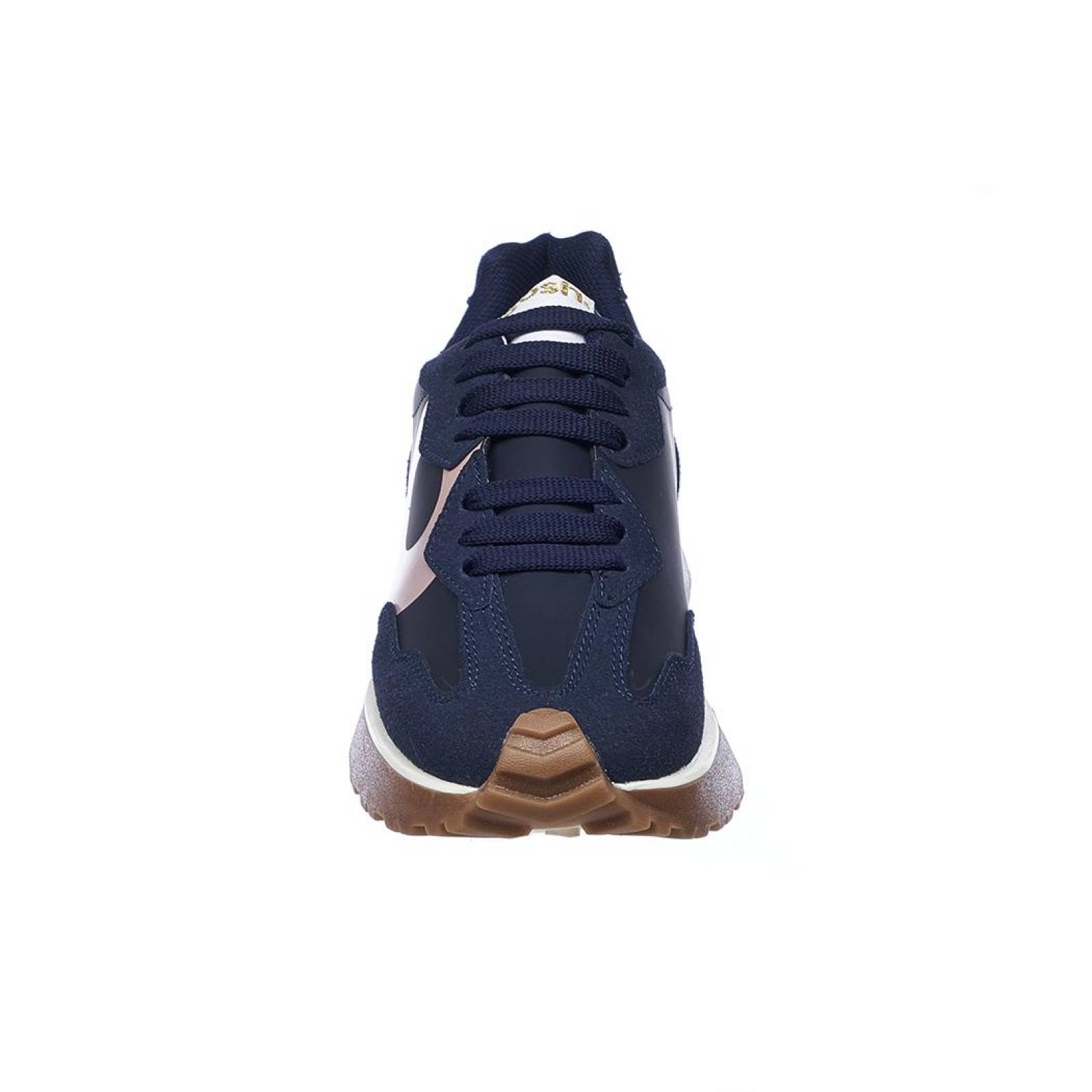 Tenis Sneaker Mujer Moda Casual Urbana Tipo Gamuza Azul Marino Suave Cómodo 052D2T 