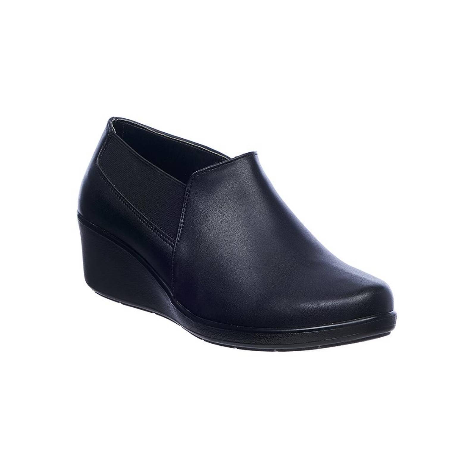 Zapatos Para Mujer Con Plataforma y Elástico Piel Negros Casuales Formales 032D1N 