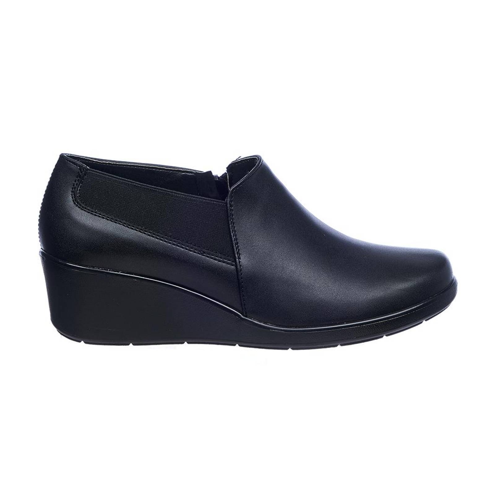 Zapatos Para Mujer Con Plataforma y Elástico Piel Negros Casuales Formales 032D1N 