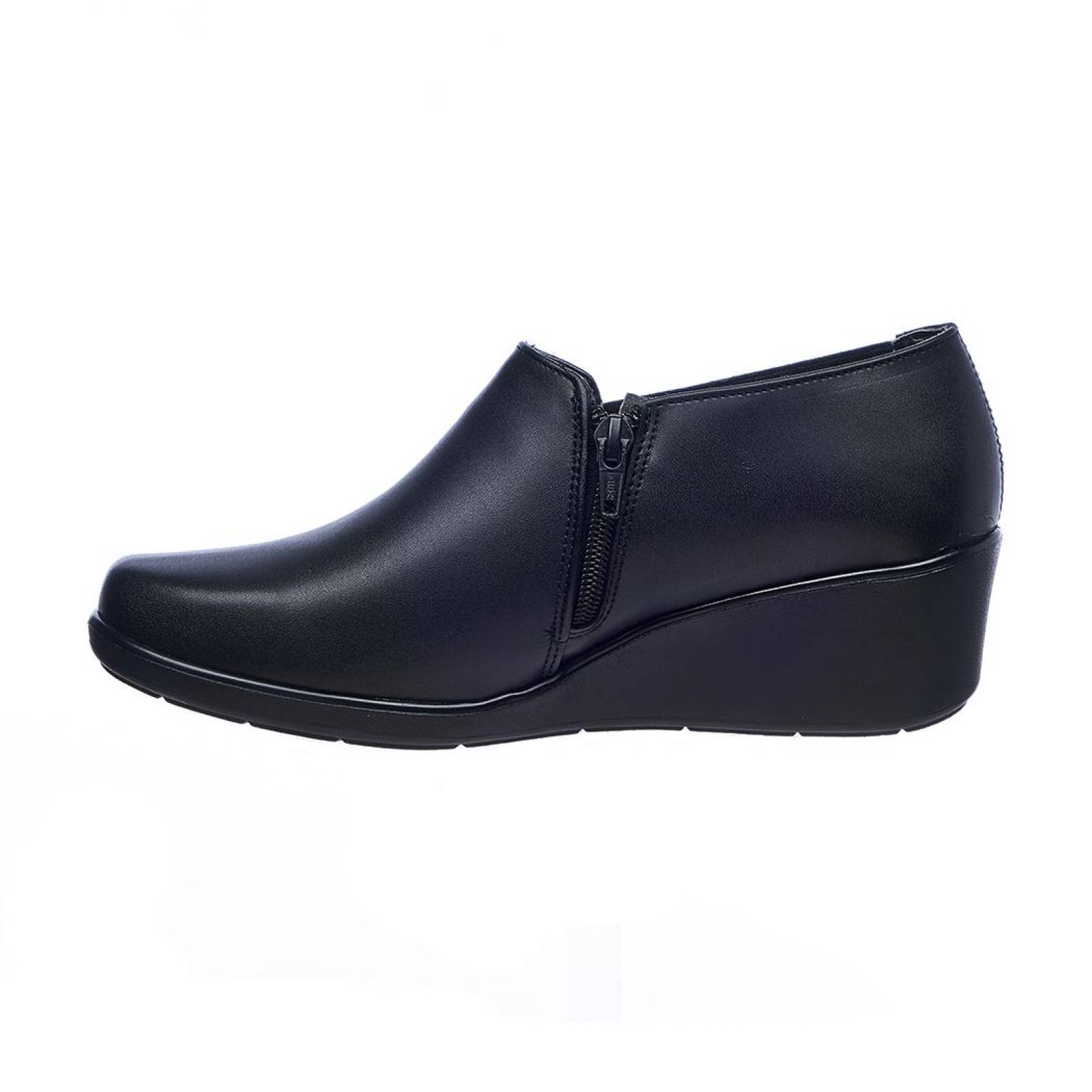 Zapatos Para Mujer Con Plataforma y Elástico Piel Negros Casuales Formales 032D1N 