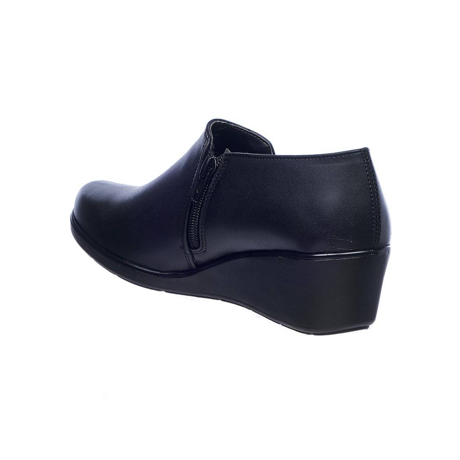 Zapatos Para Mujer Con Plataforma y Elástico Piel Negros Casuales Formales 032D1N 