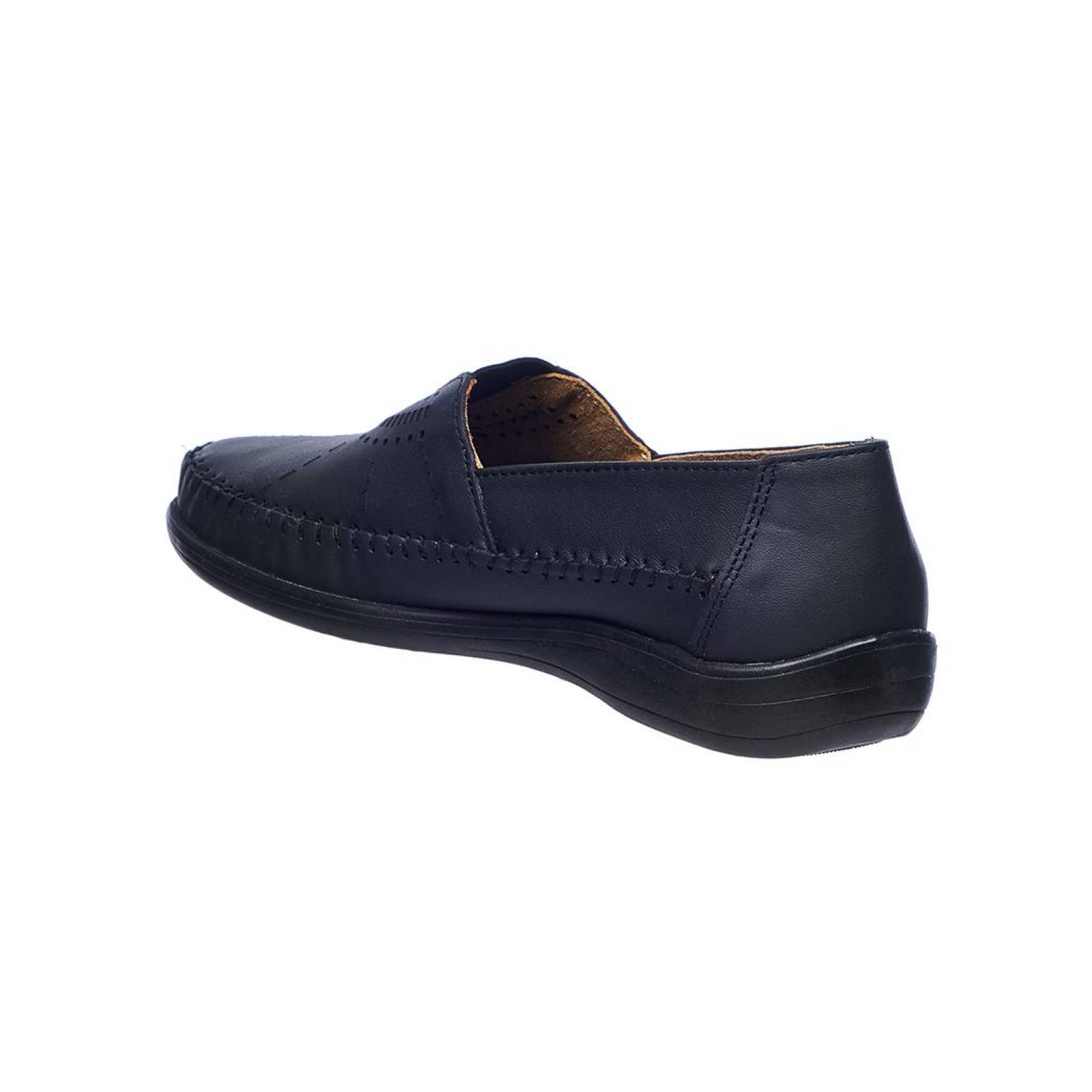Mocasines Para Mujer Confort Casuales Auto Ajustables Piel Negro 046D1G 