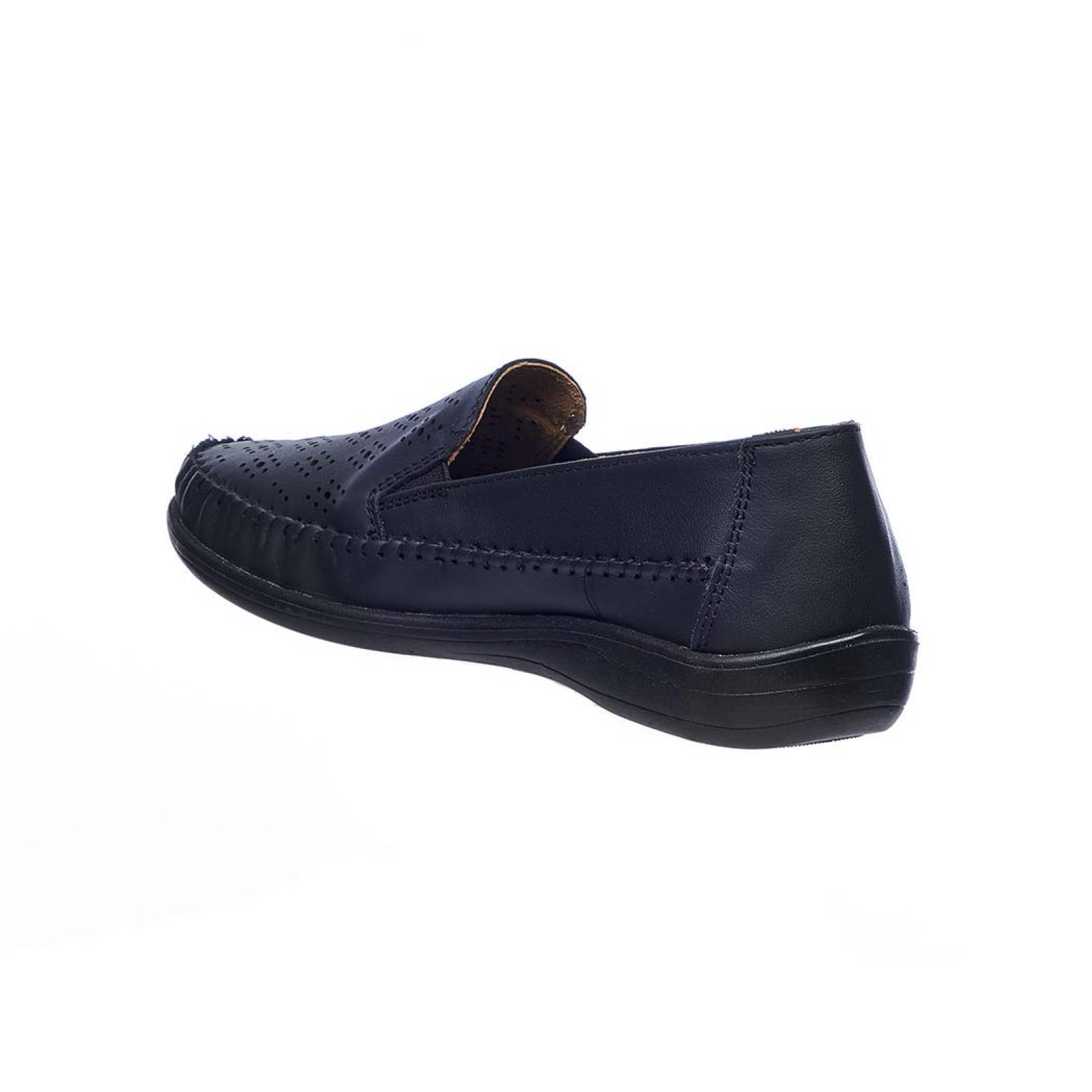 Zapatos Confort Mocasines Para Mujer Piel Negros Perforados plataforma Baja 046D1F 