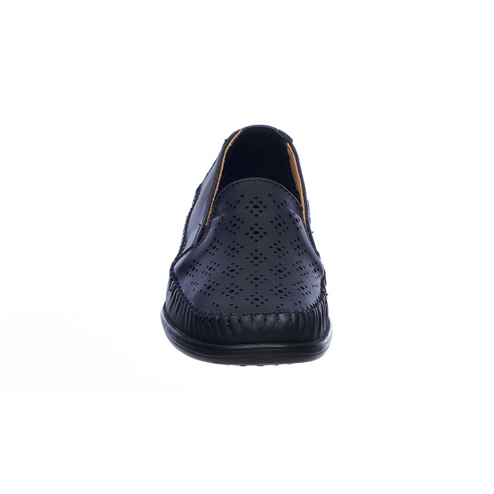 Zapatos Confort Mocasines Para Mujer Piel Negros Perforados plataforma Baja 046D1F 