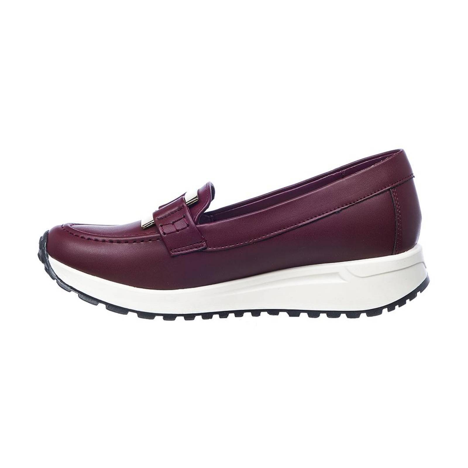 Zapatos Con Plataforma Para Mujer Tipo Piel Color Vino Con Herraje Casuales Confort 024D3K 
