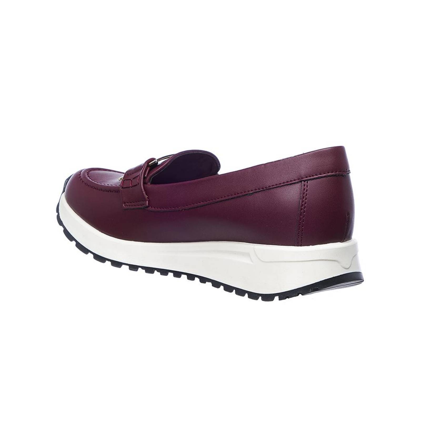 Zapatos Con Plataforma Para Mujer Tipo Piel Color Vino Con Herraje Casuales Confort 024D3K 