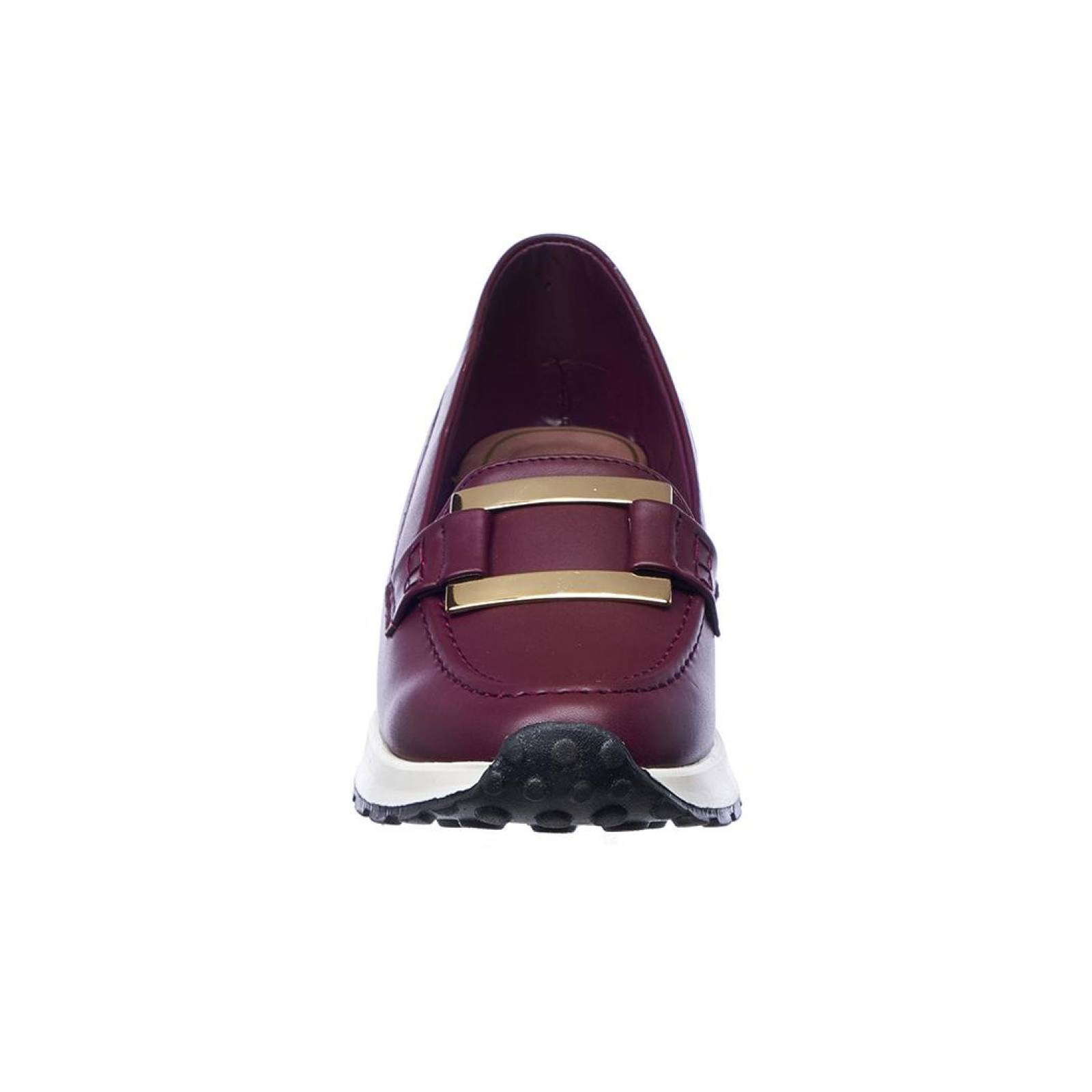 Zapatos Con Plataforma Para Mujer Tipo Piel Color Vino Con Herraje Casuales Confort 024D3K 