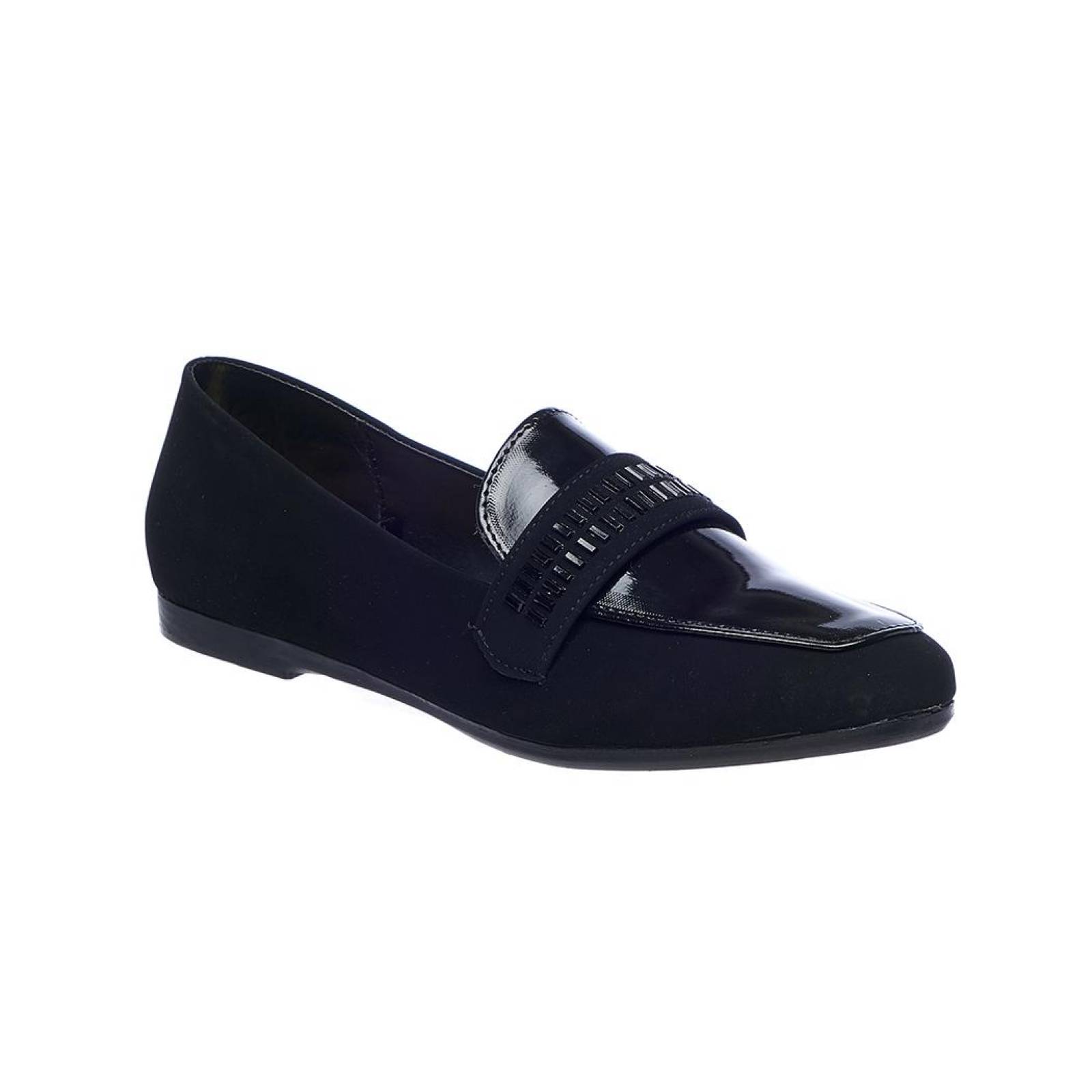 Zapatos Negros Para Mujer De Piso Casuales Cómodos Tipo Ante Color Negro 088D4L 