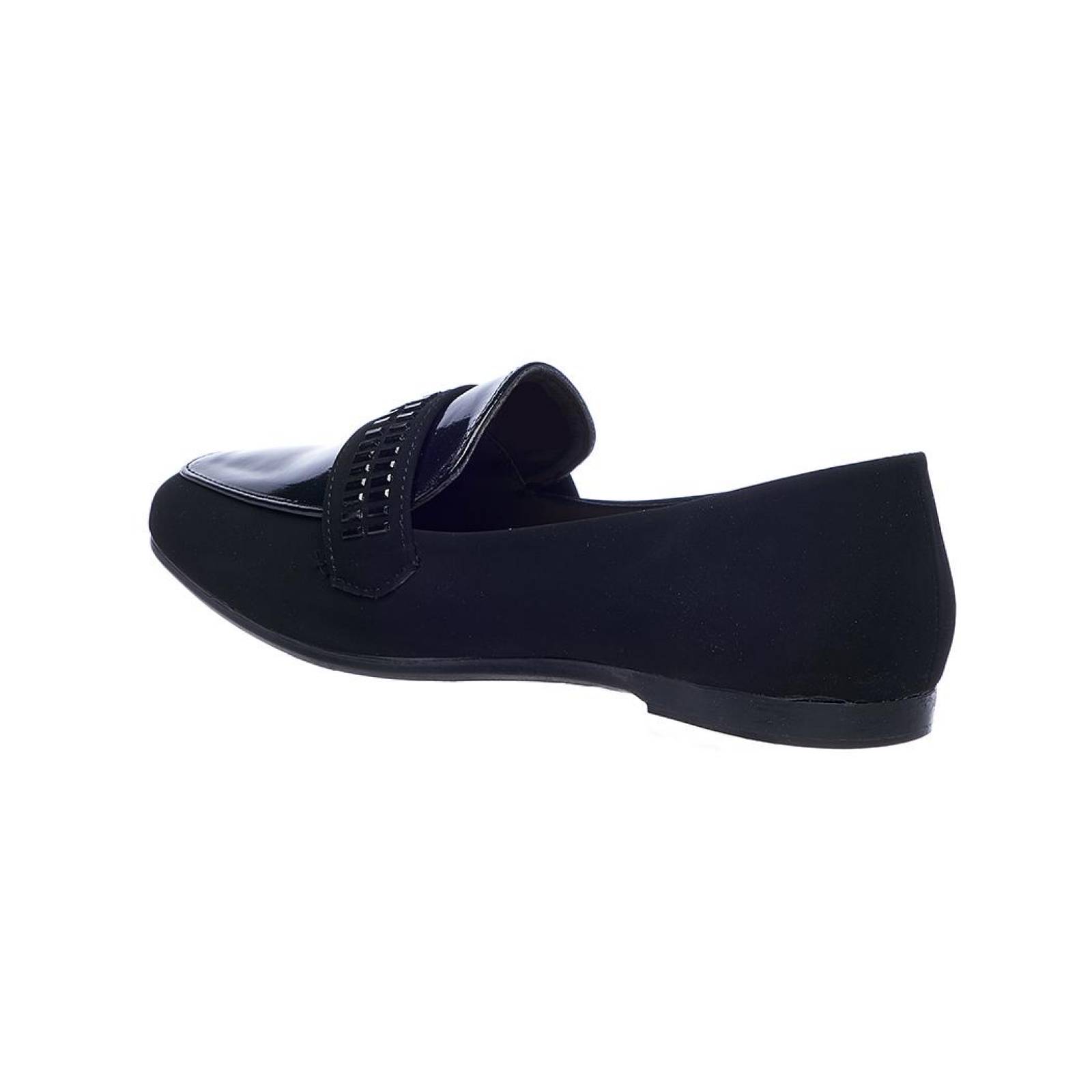 Zapatos Negros Para Mujer De Piso Casuales Cómodos Tipo Ante Color Negro 088D4L 