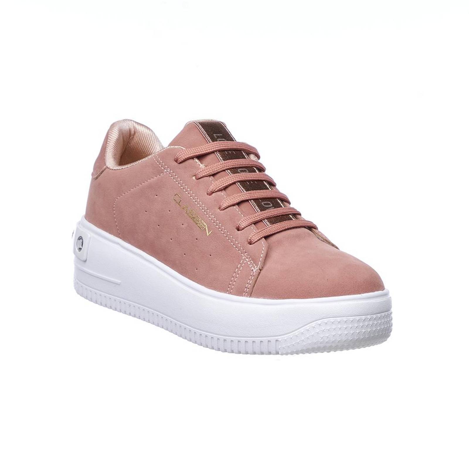 Tenis Casual Mujer Suela Plataforma Cómodo Suave Moda Urbana Fashion Tipo Gamuza Rosa Mauve 024D4F