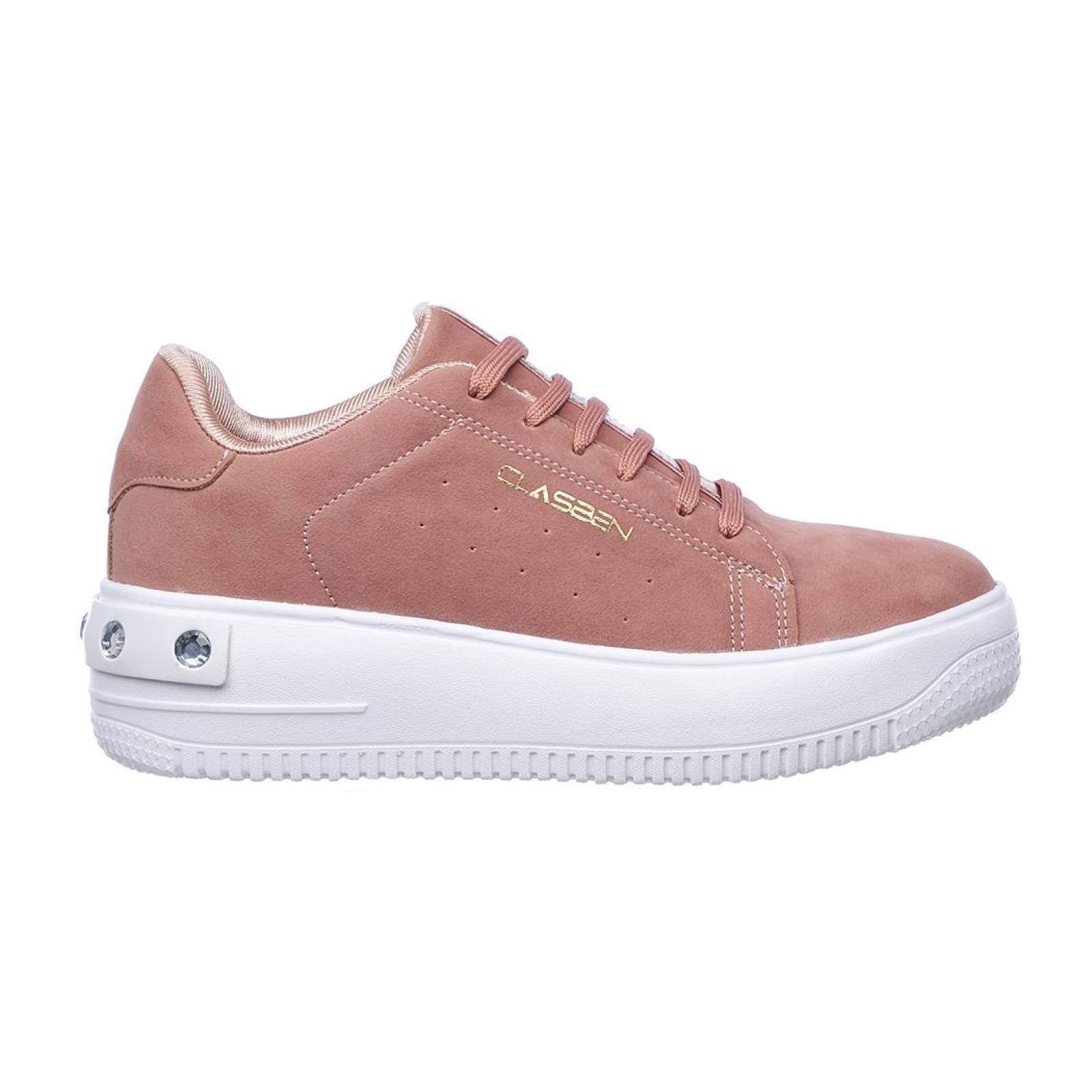 Tenis Casual Mujer Suela Plataforma Cómodo Suave Moda Urbana Fashion Tipo Gamuza Rosa Mauve 024D4F