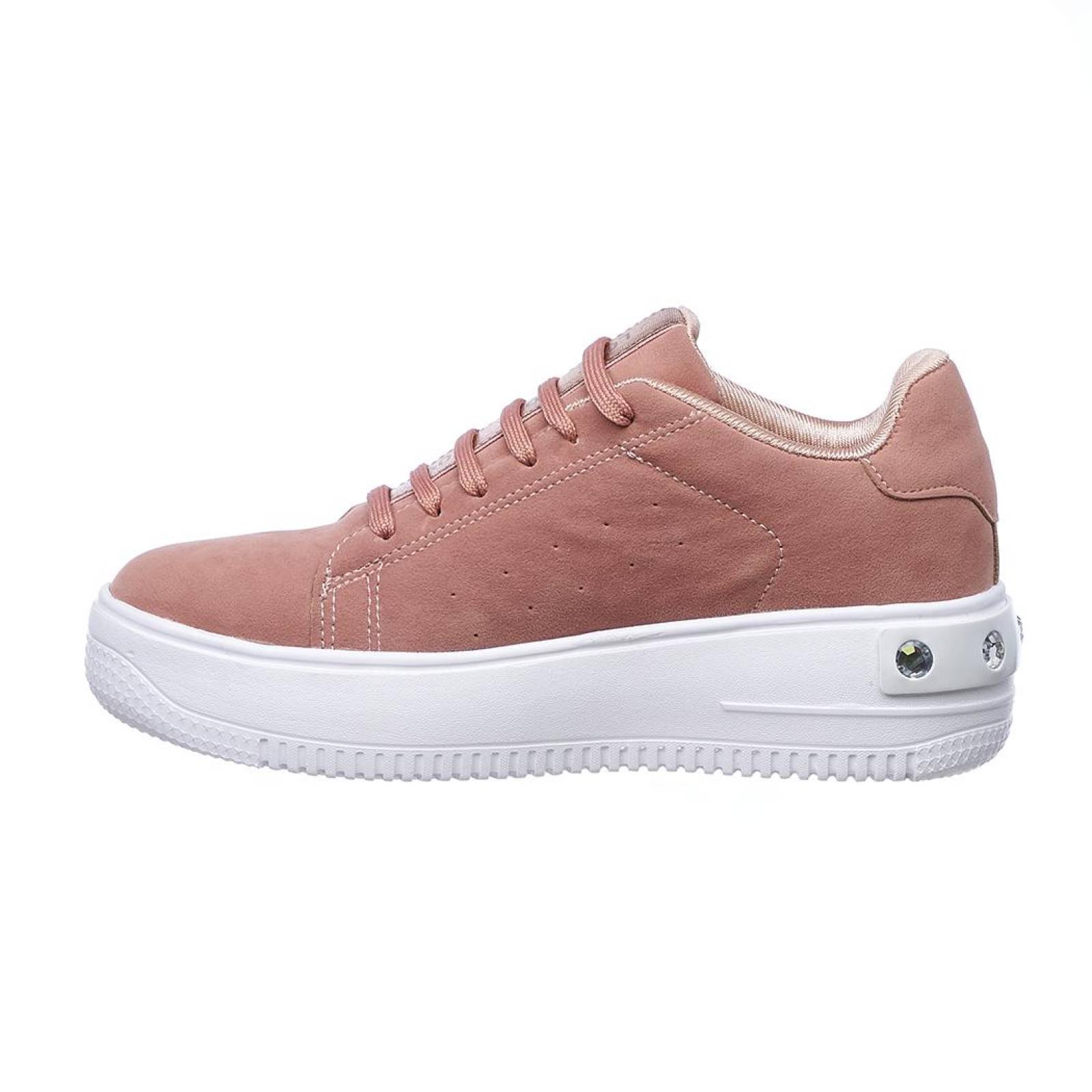 Tenis Casual Mujer Suela Plataforma Cómodo Suave Moda Urbana Fashion Tipo Gamuza Rosa Mauve 024D4F