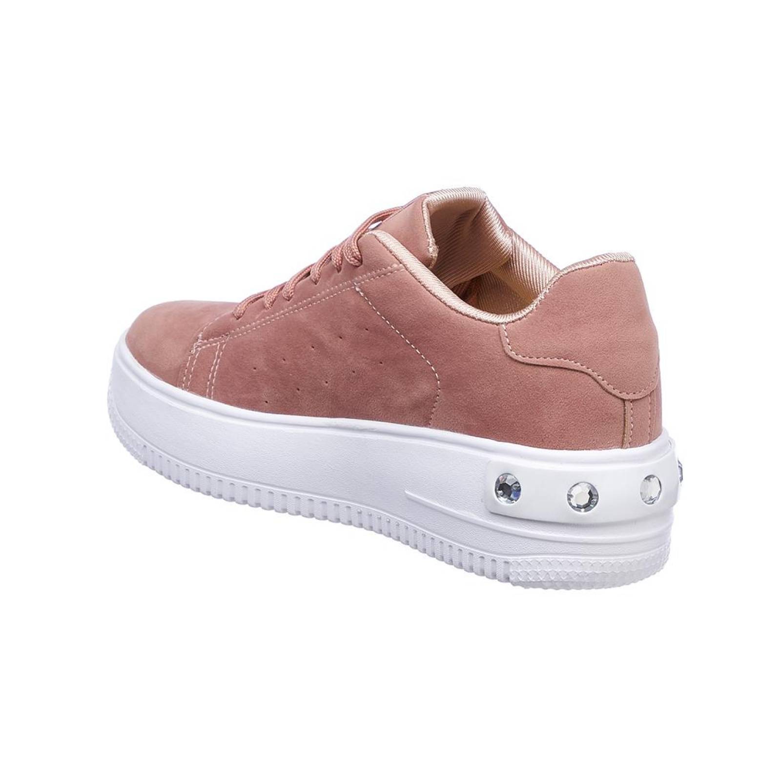 Tenis Casual Mujer Suela Plataforma Cómodo Suave Moda Urbana Fashion Tipo Gamuza Rosa Mauve 024D4F