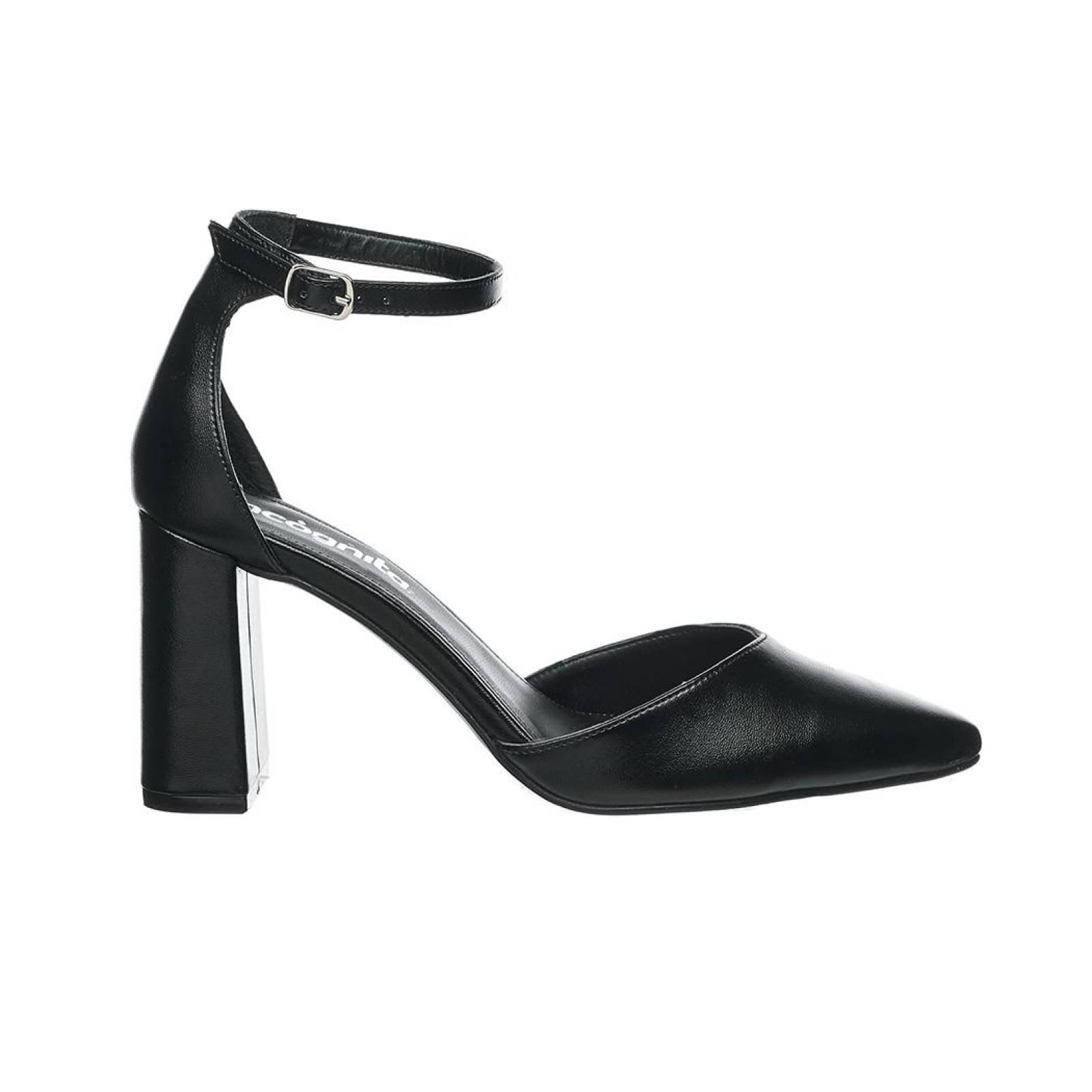 Zapatillas Para Mujer Juvenil Casual Formal Tacón Ancho Tipo Piel Color Negro Cómodas 