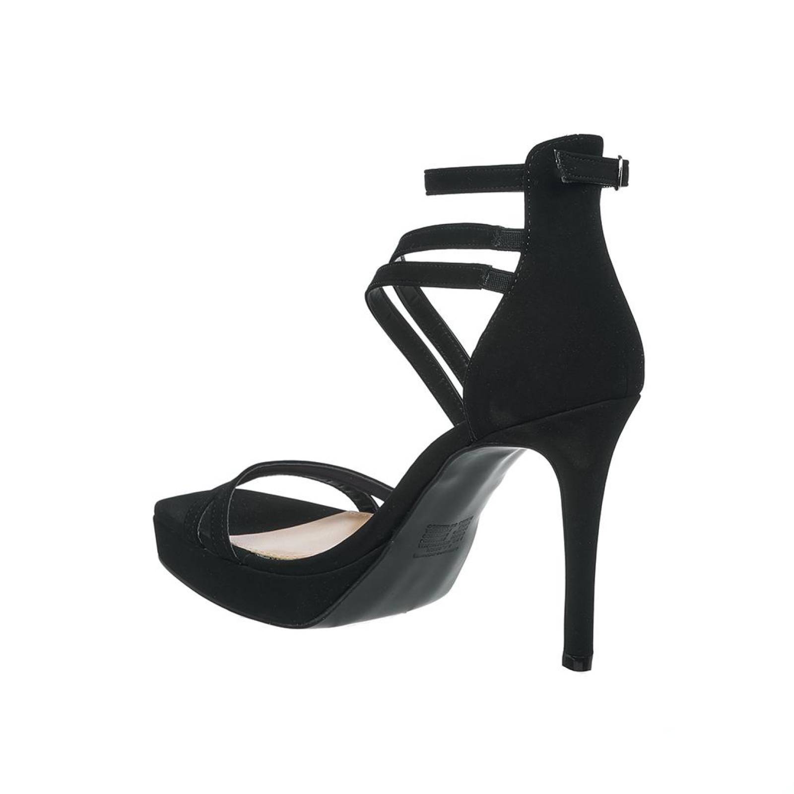 Zapatillas Para Mujer Abiertas Tacón Alto Ajustables En Tipo Ante Color Negro 040D2N 