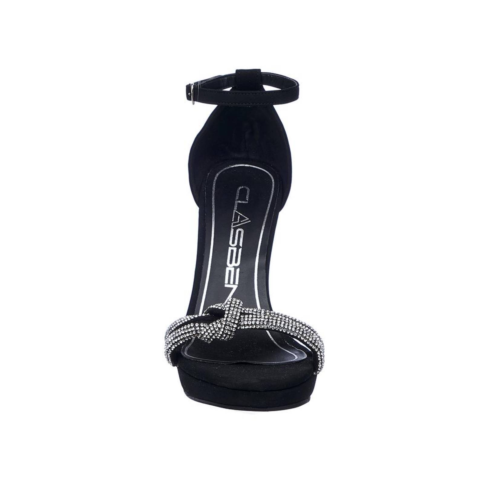 Zapatillas Para Mujer Con Pedrería Ajustables Tacón Ancho Casual Formal Negro 024D3Q 